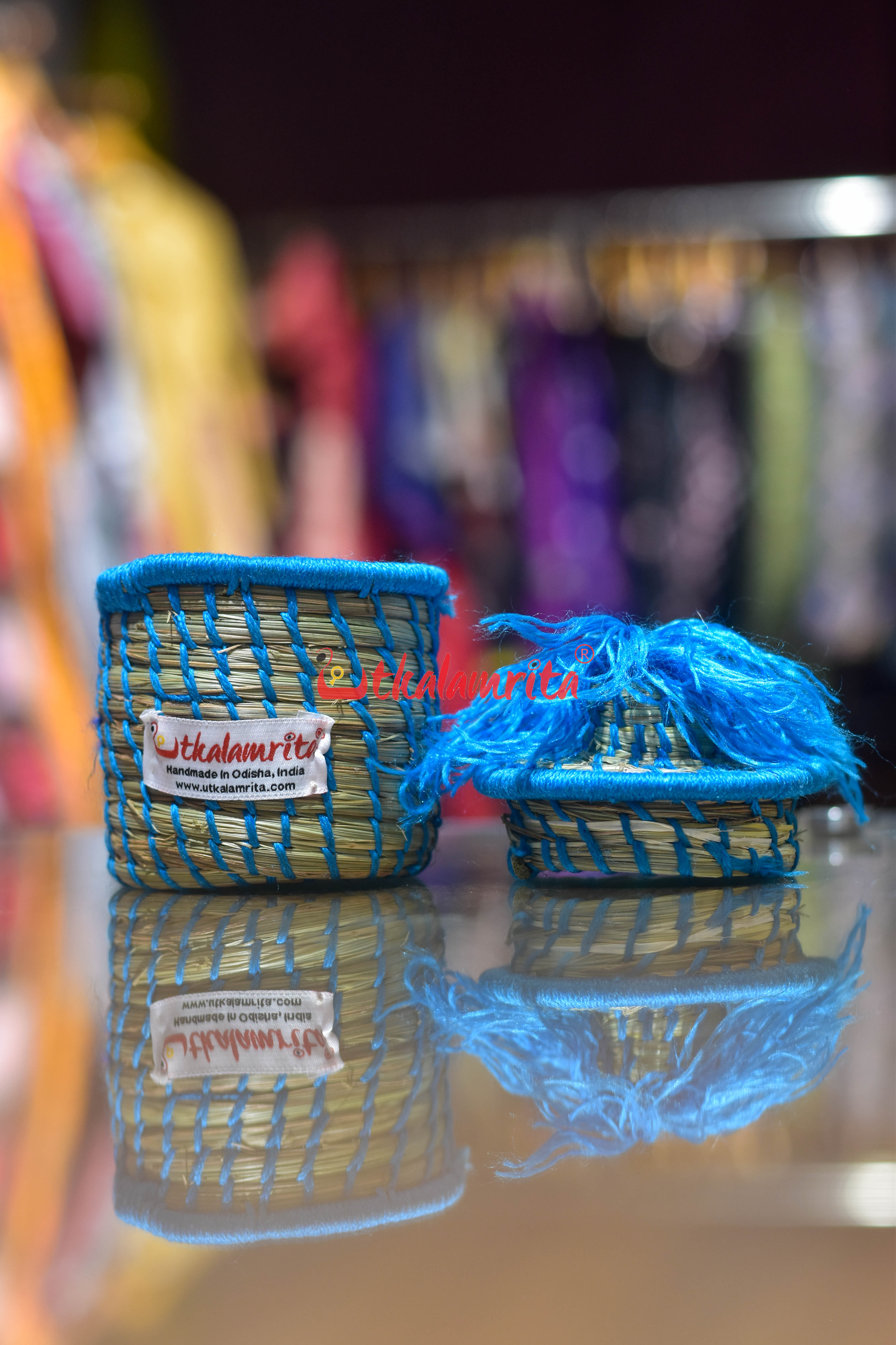 Sabai Grass Chuti Thread Jewellery Box Blue