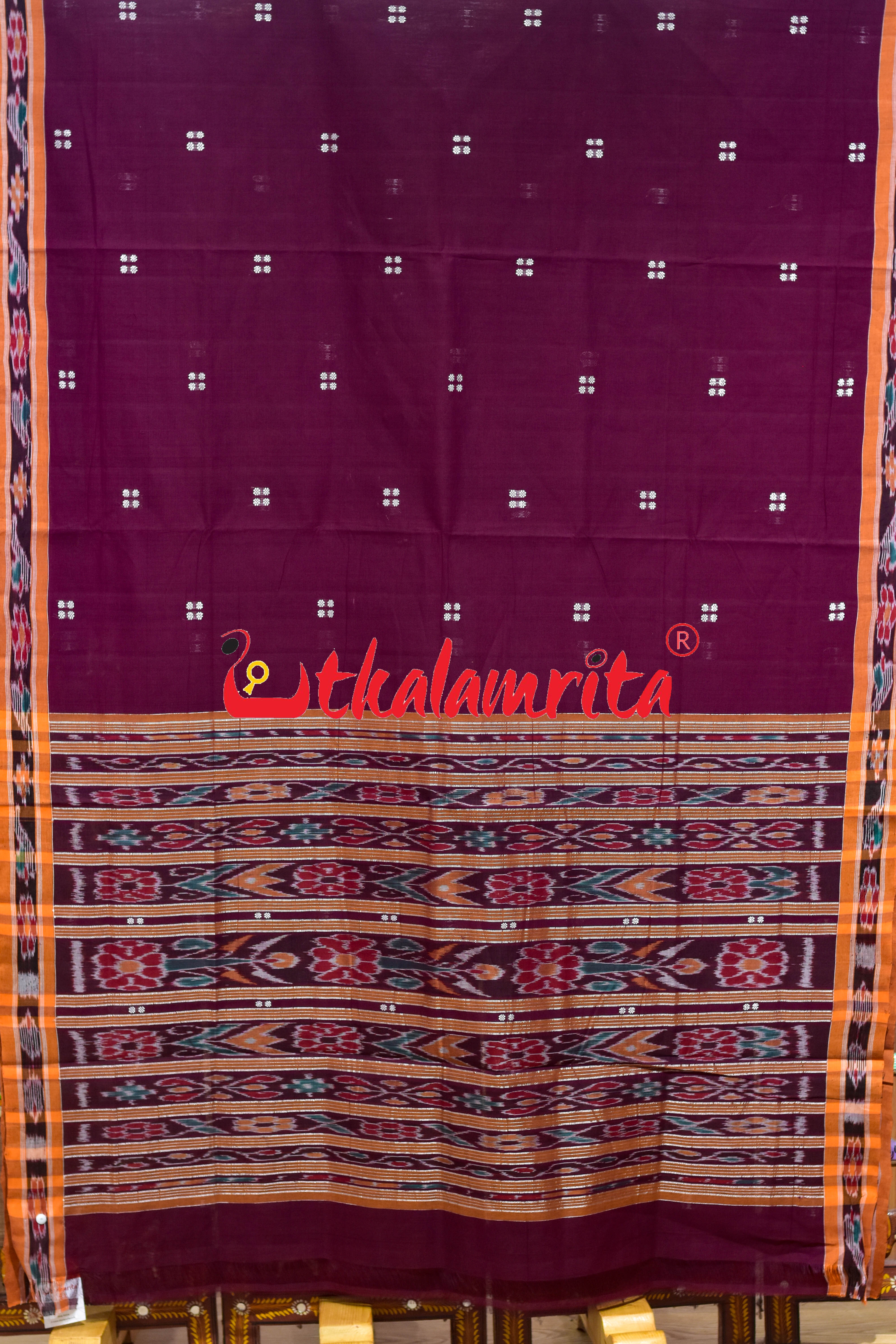 Coffee Orange Pittala Single Cotton Saree