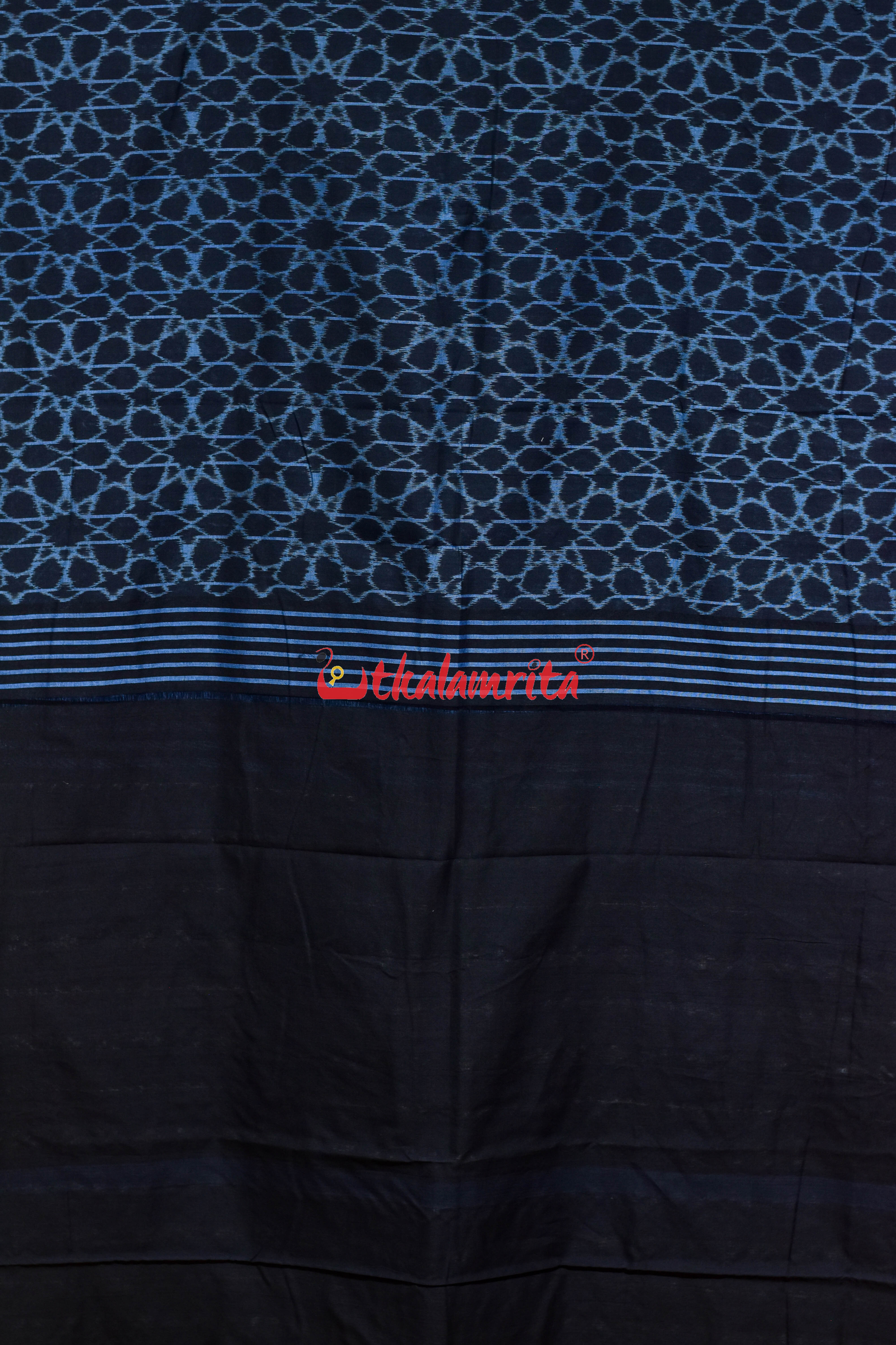 Black Mandala Art Khandua Cotton Saree