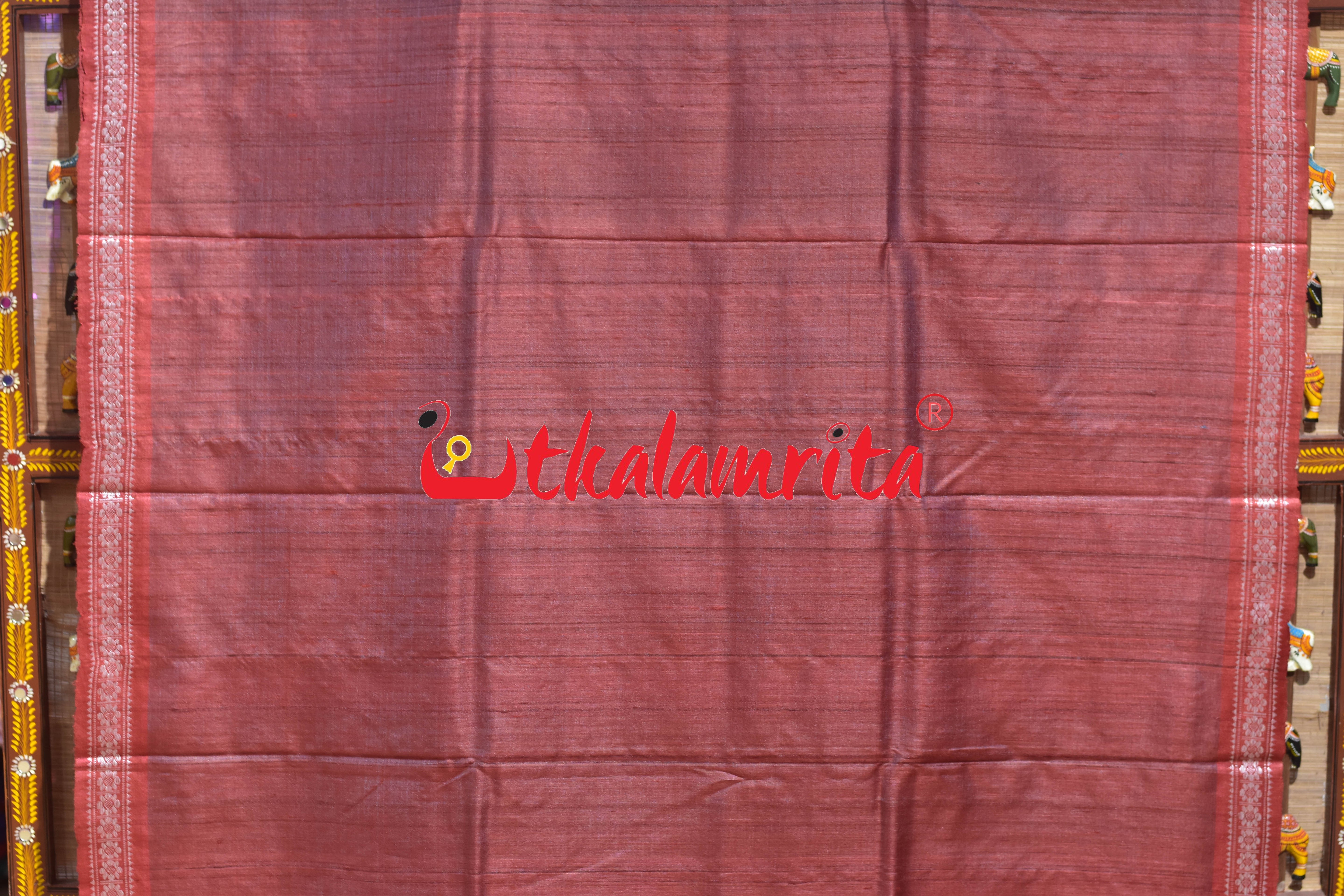 Maroon Double Anchal Jala Phoda Gopalpur Tussar Saree