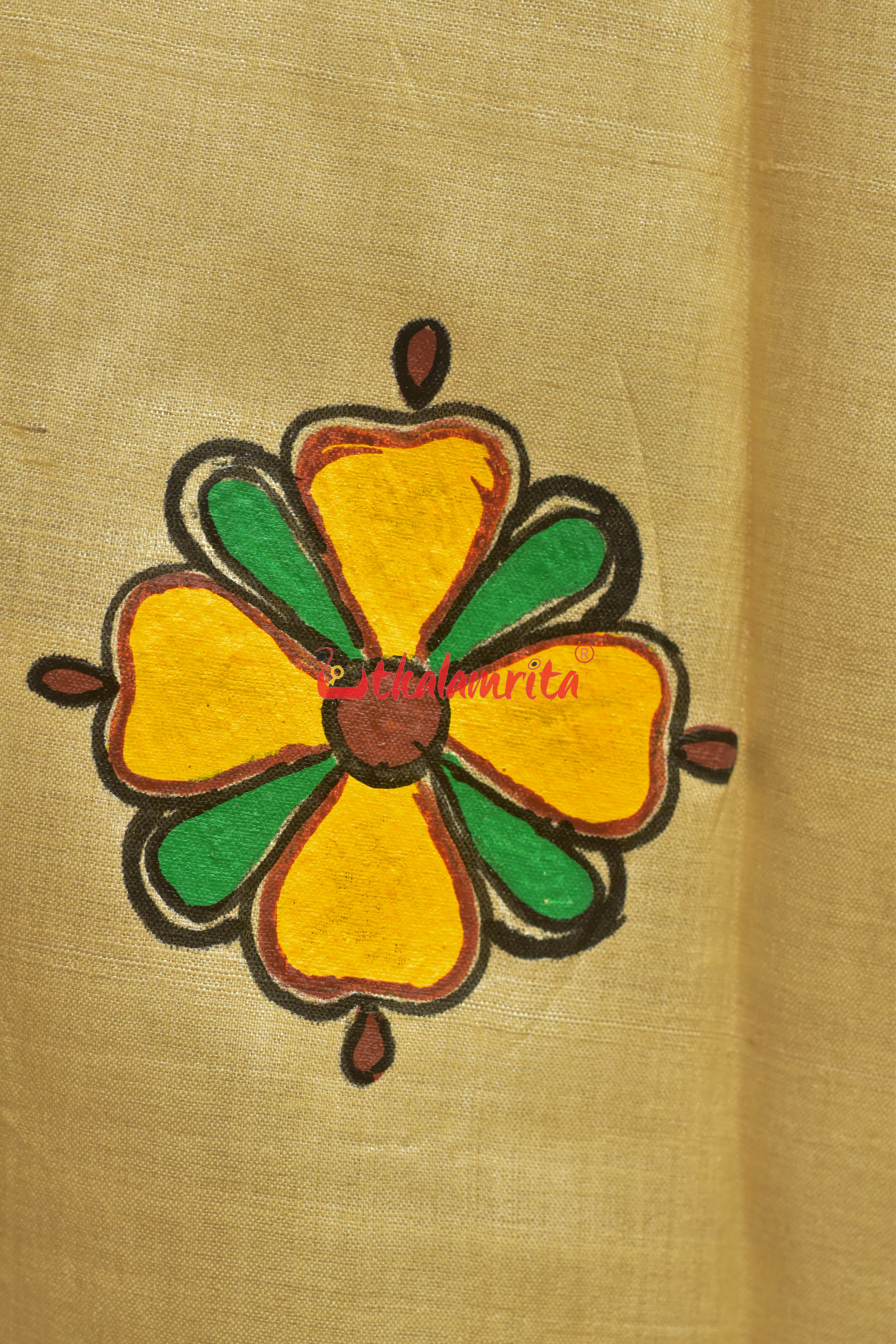 Sakuntala and Deer Pattachitra Tussar Silk Saree
