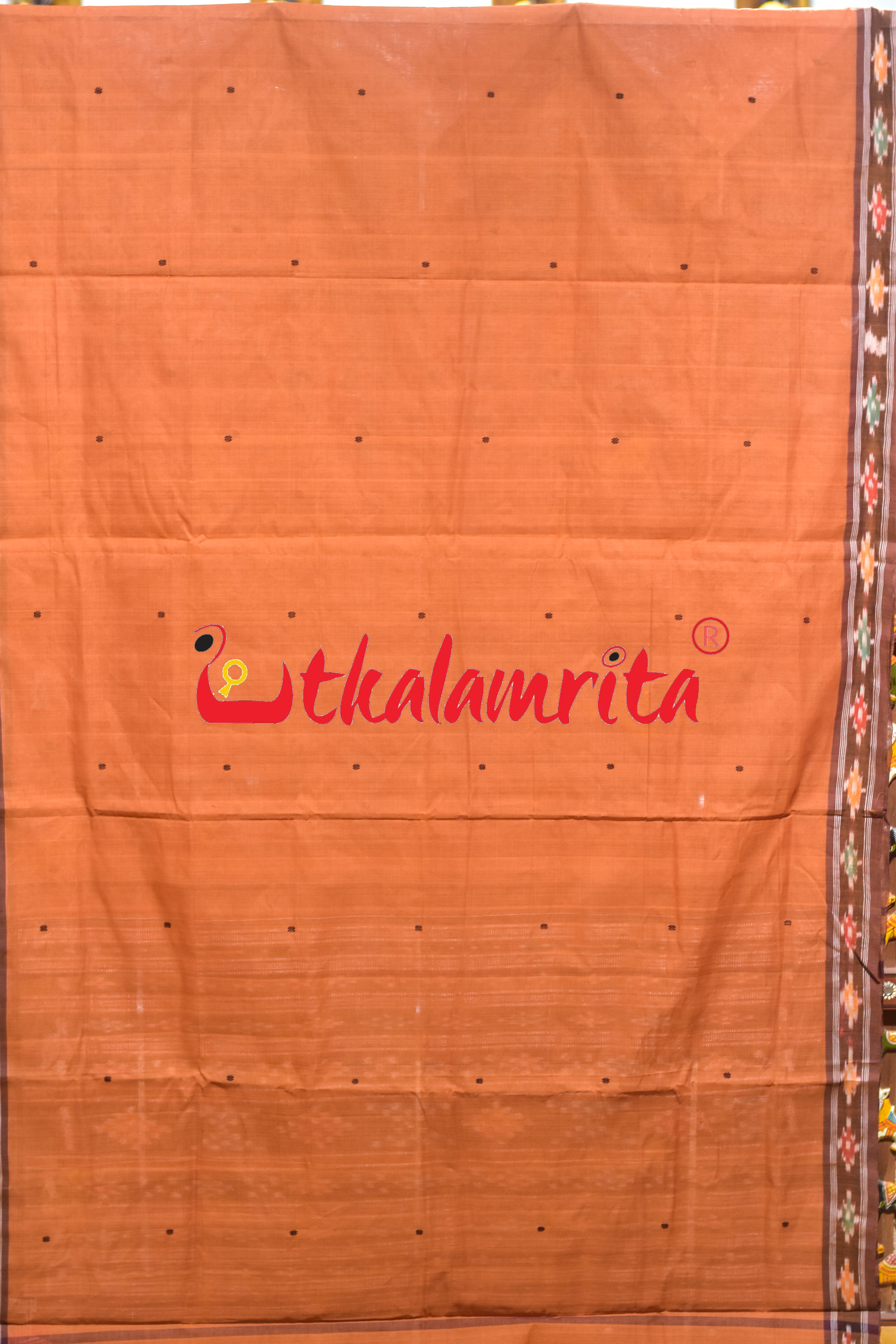 Brown Single Buti Pittala Single Cotton Saree