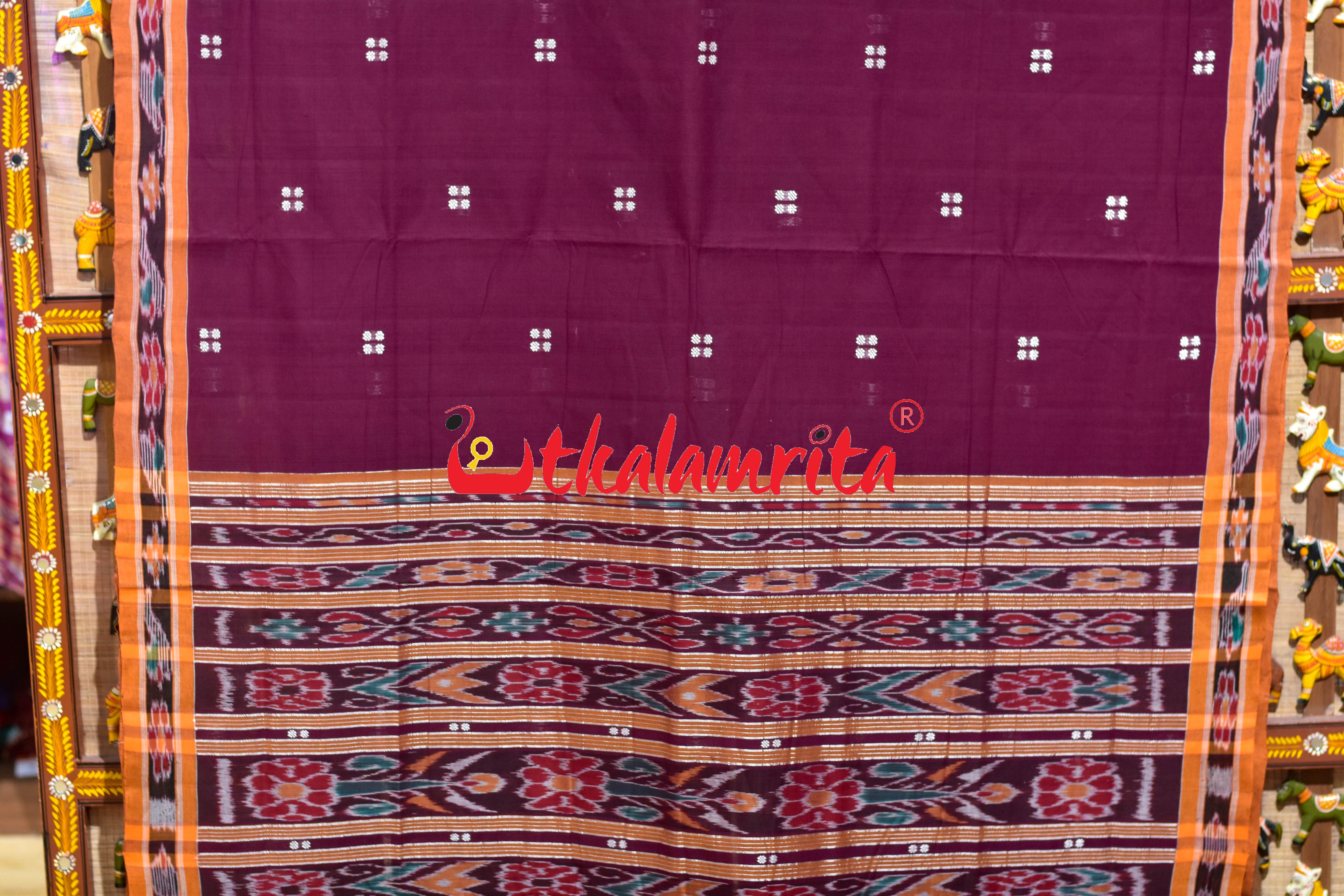 Coffee Orange Pittala Single Cotton Saree