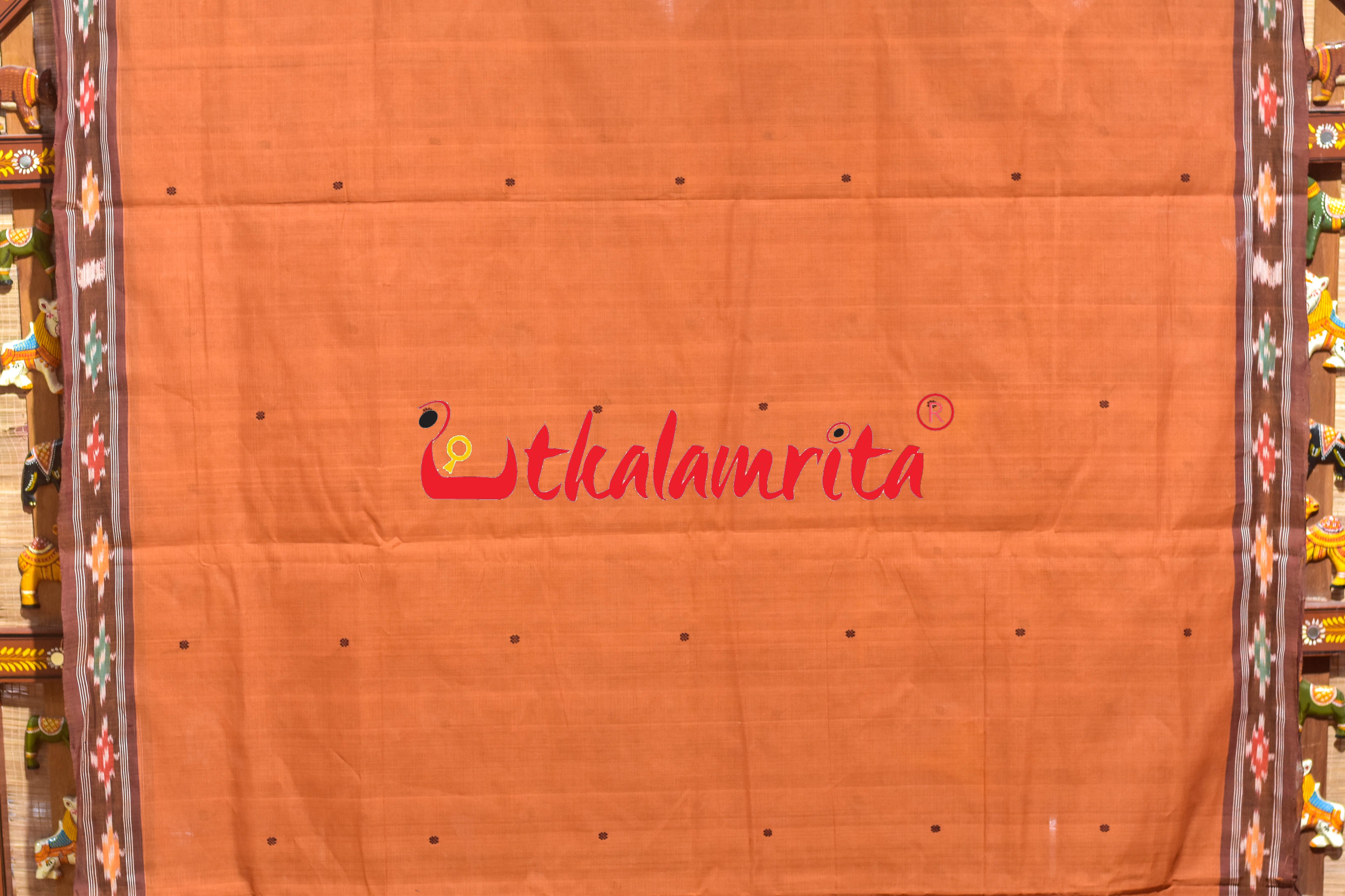 Brown Single Buti Pittala Single Cotton Saree