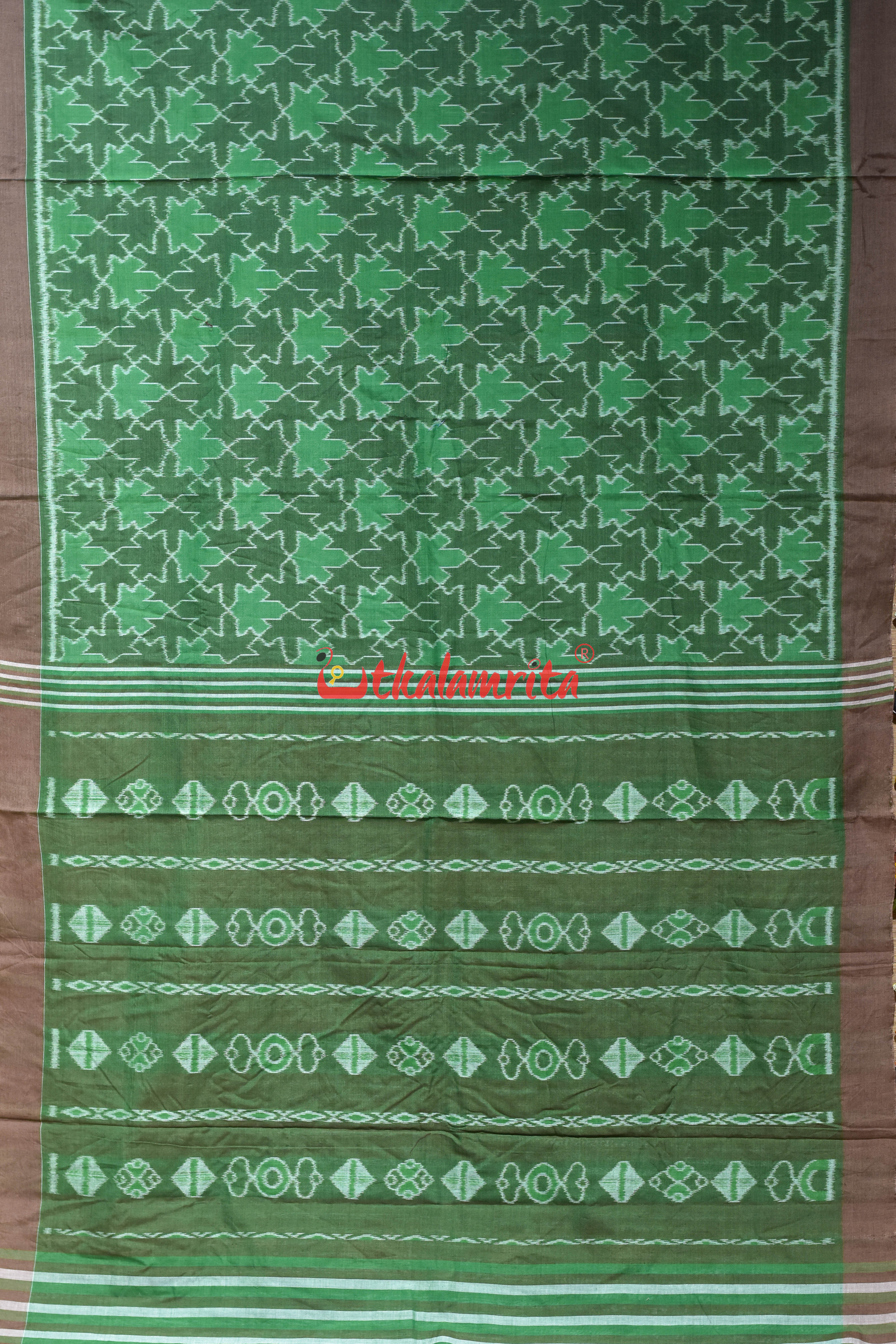 Kalara Patra Green Khandua Ikat Cotton Saree