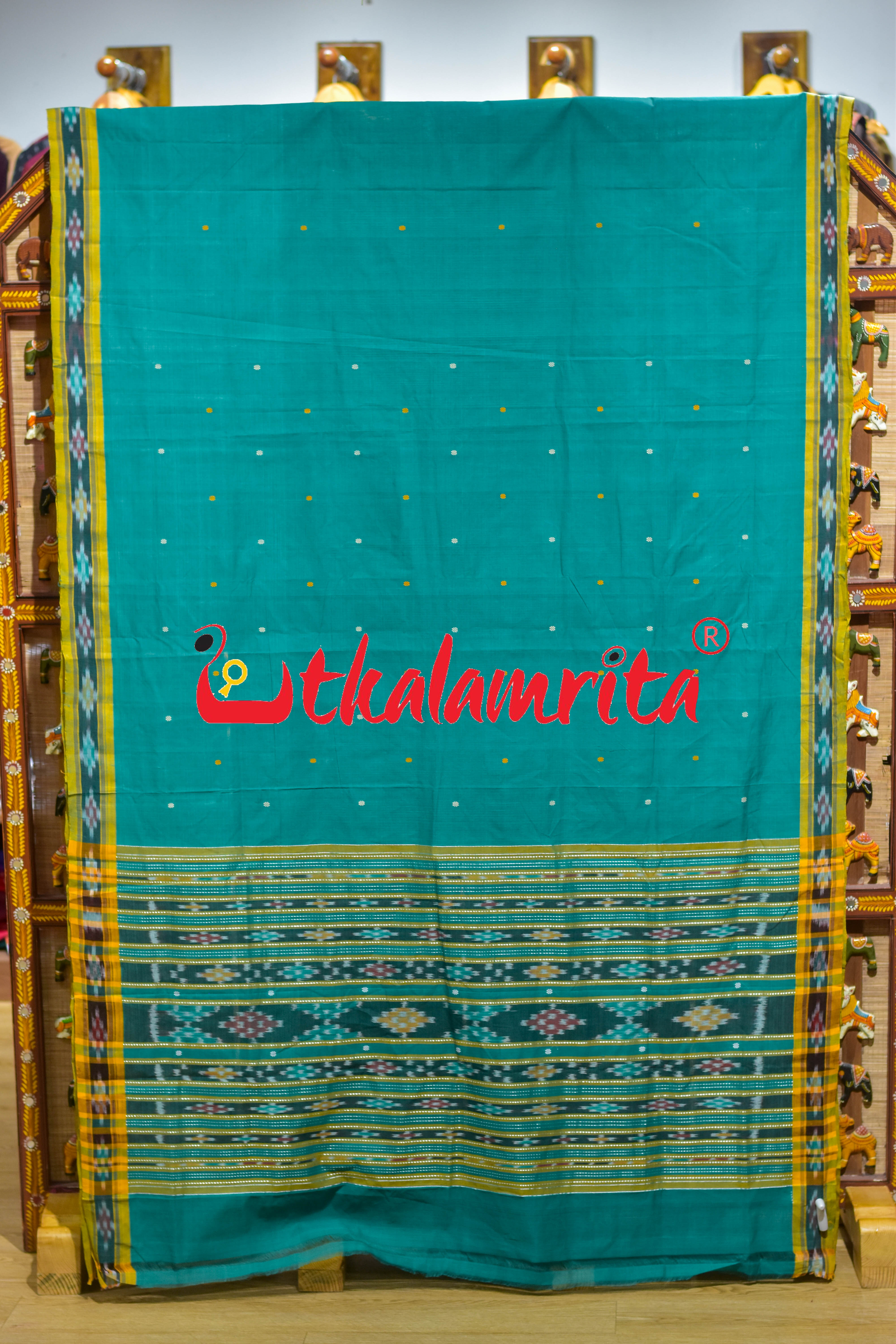 Green Single Buti Pittala Single Cotton Saree