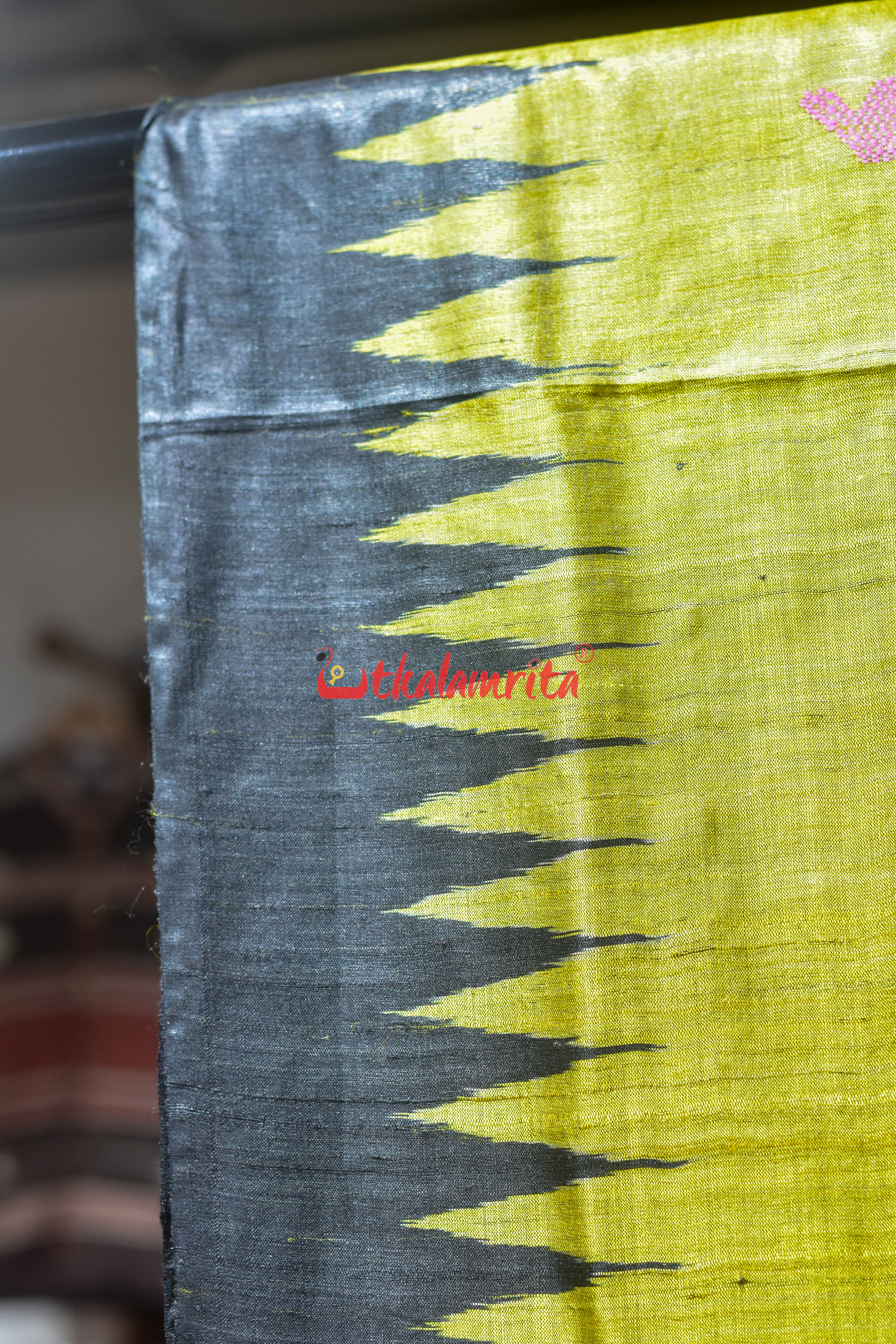 Lemon Yellow Ratha Jatra Gopalpur Tussar Silk Saree