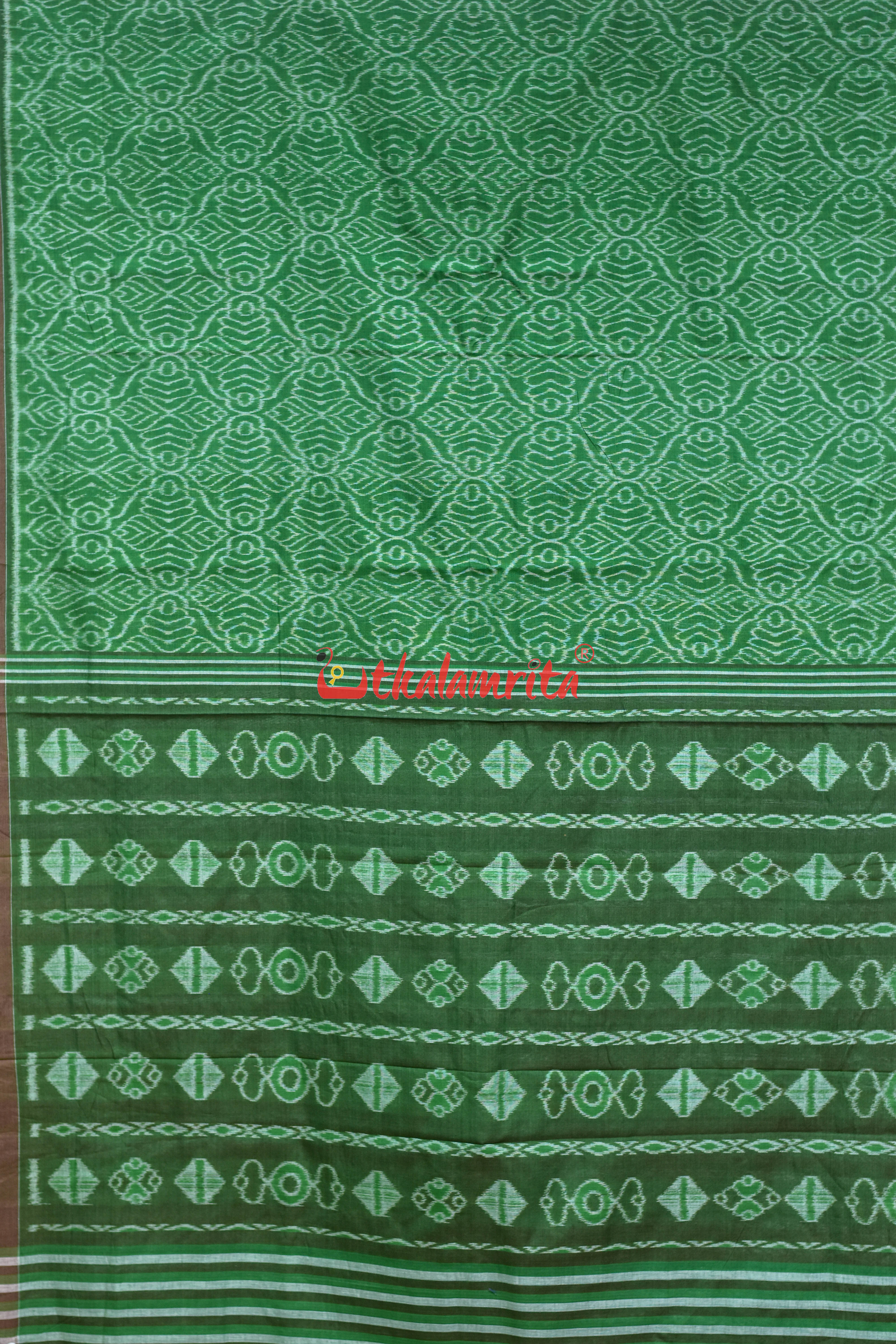 Green Sankha Khandua Ikat Cotton Saree