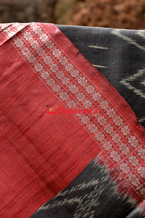Black Bandha Fine Gopalpur Tussar Silk Saree