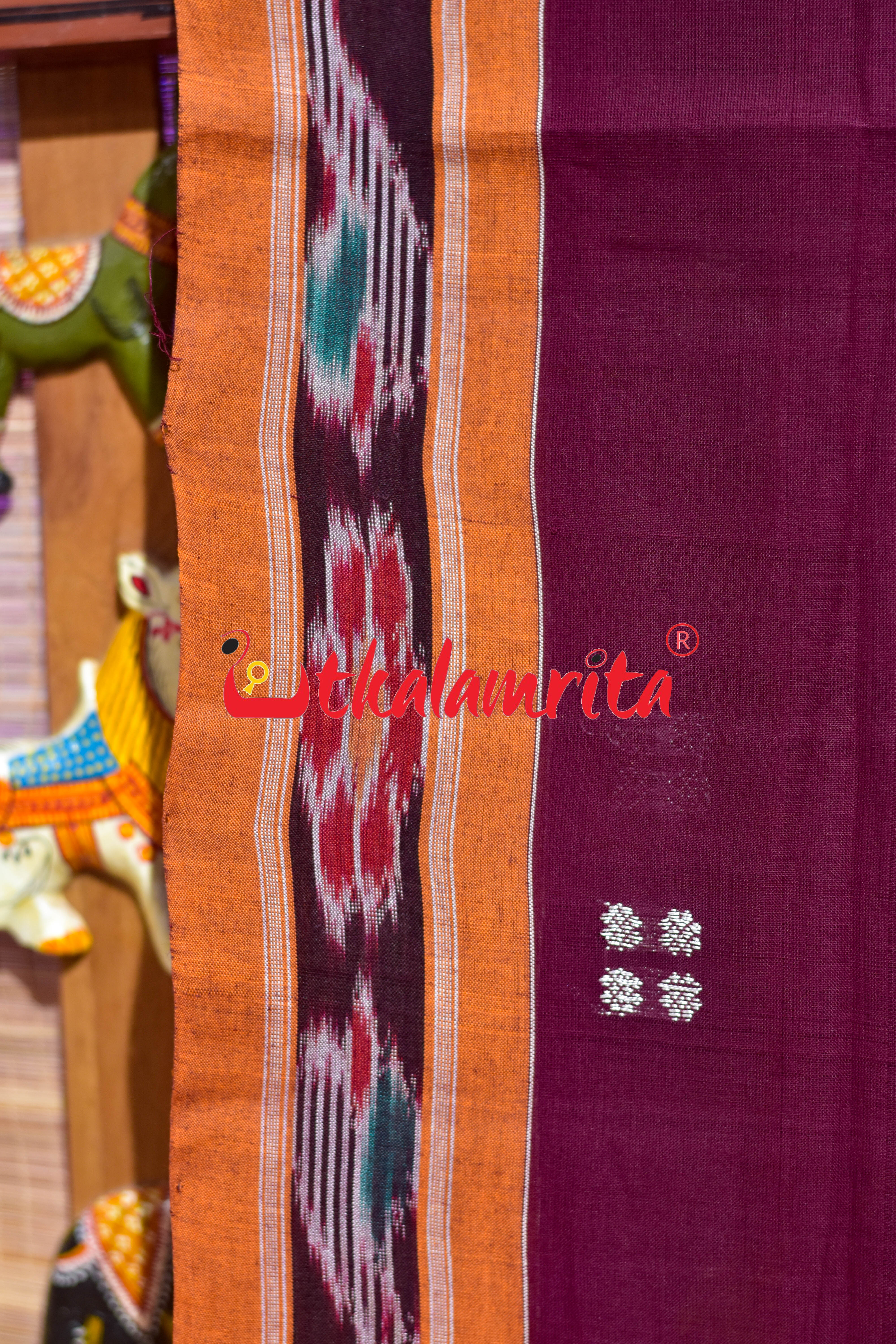 Coffee Orange Pittala Single Cotton Saree