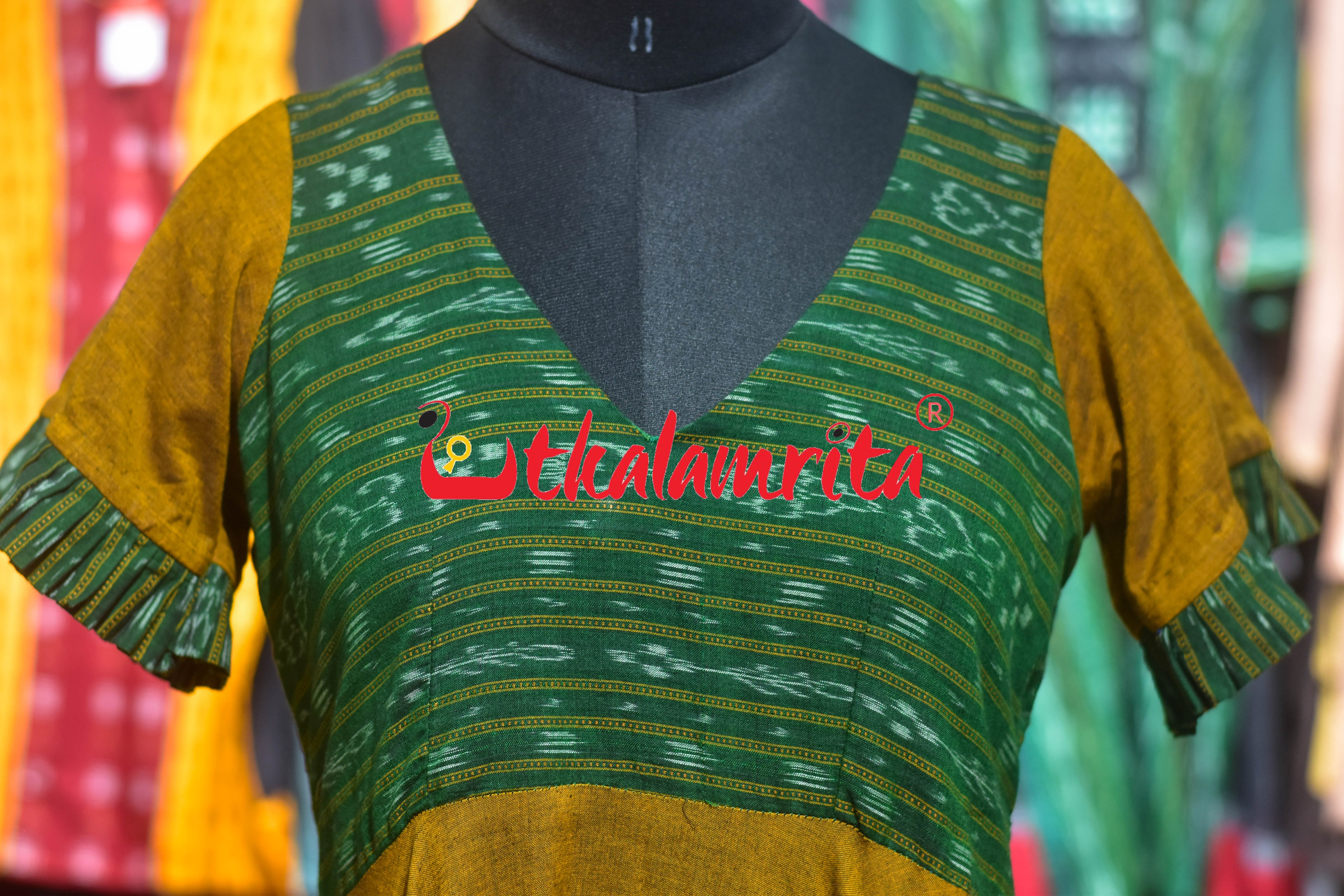 Golden & Green Ikat (Ladies Gown)