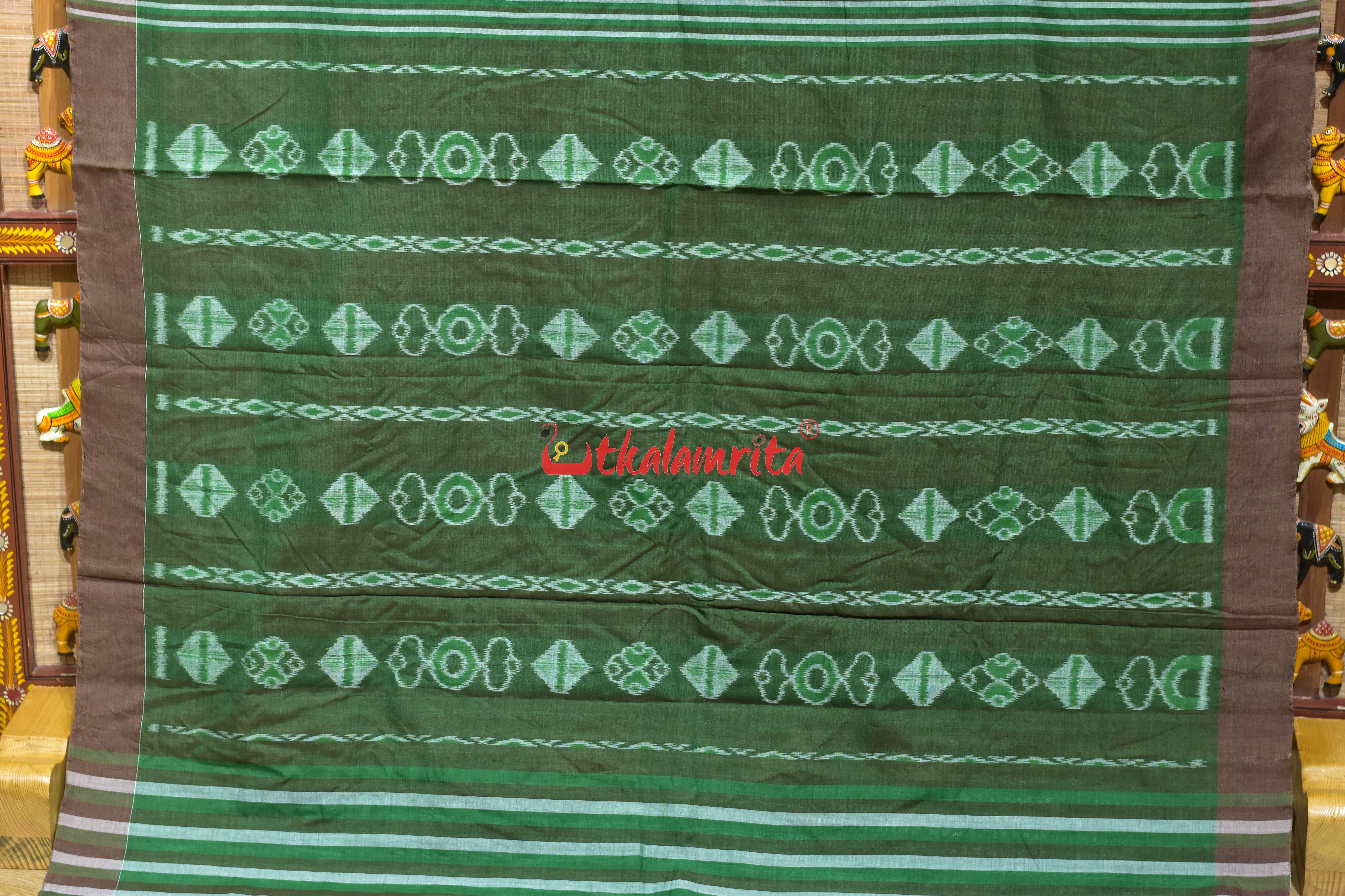 Kalara Patra Green Khandua Ikat Cotton Saree