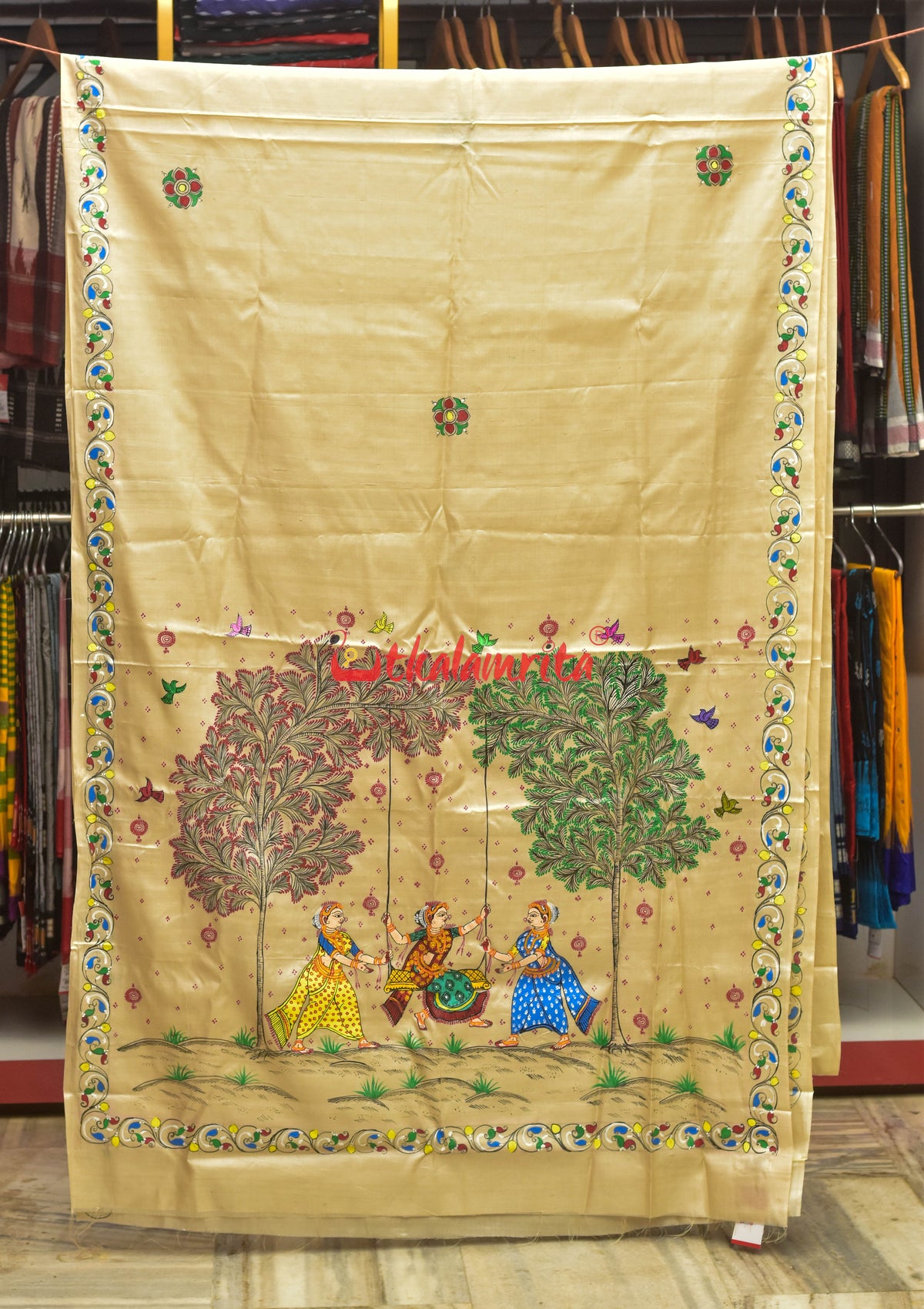 Raja Doli Theme Pattachitra Tussar Silk Saree