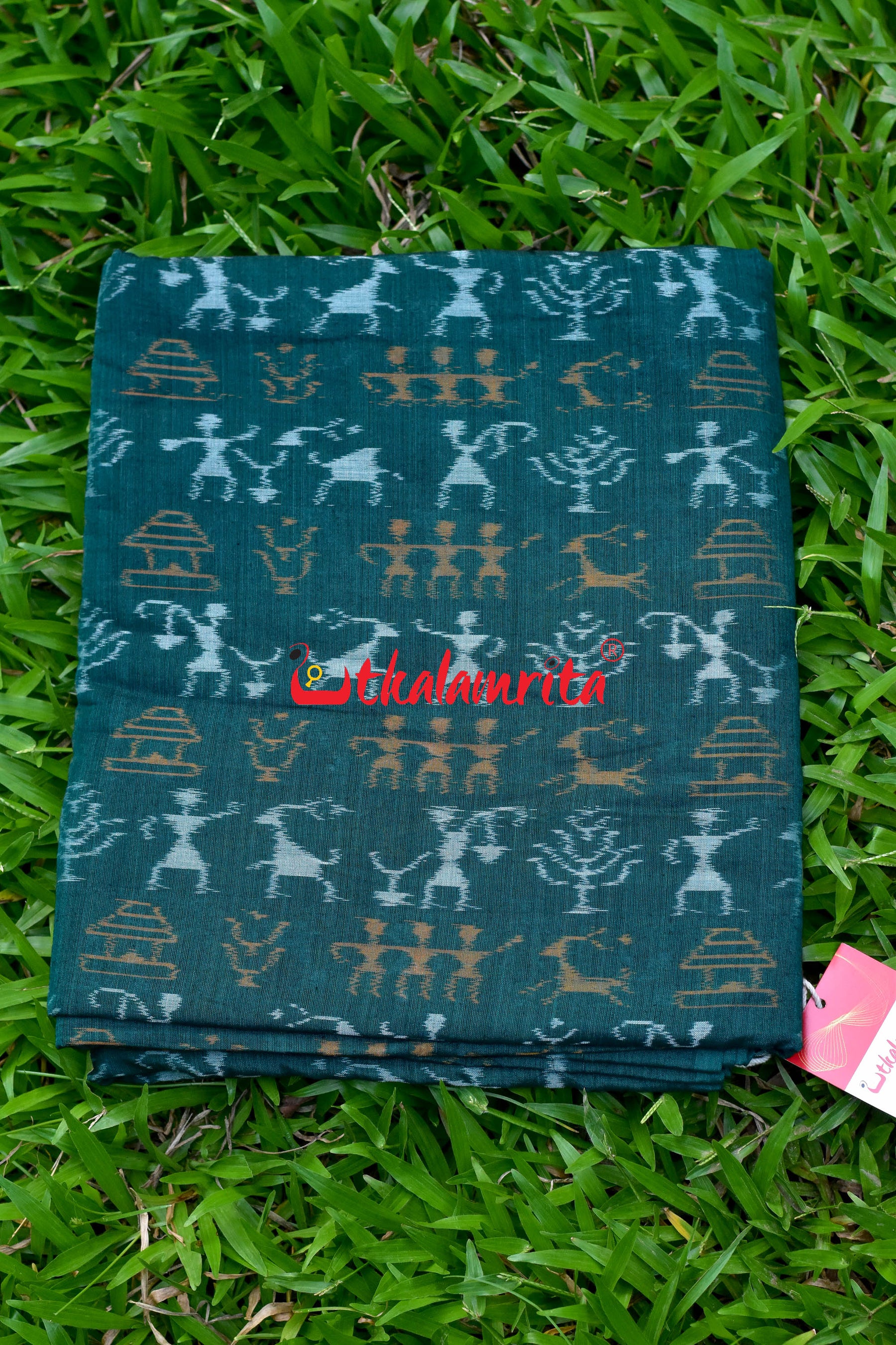 Tribals and Deer Green (Fabric)