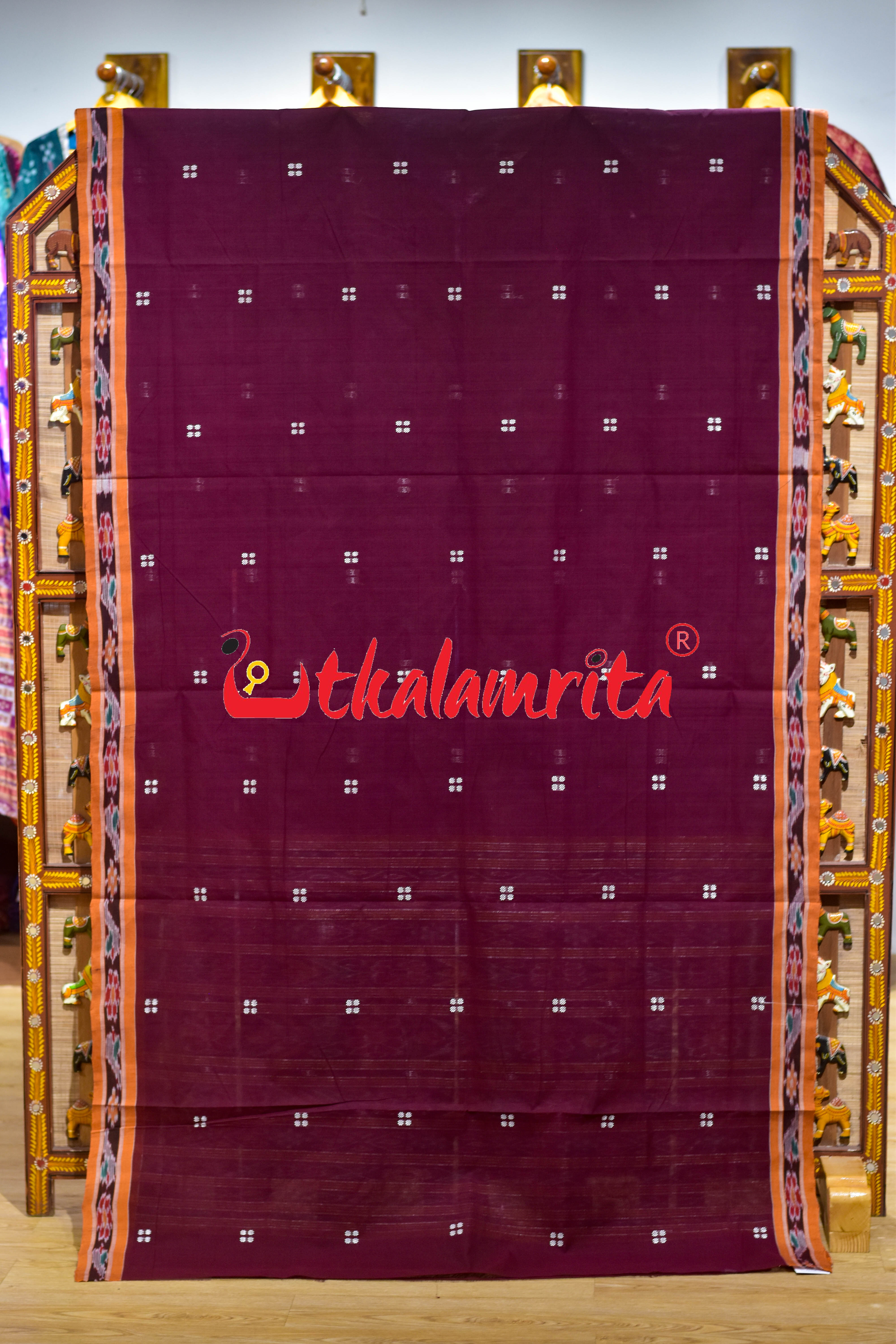 Coffee Orange Pittala Single Cotton Saree