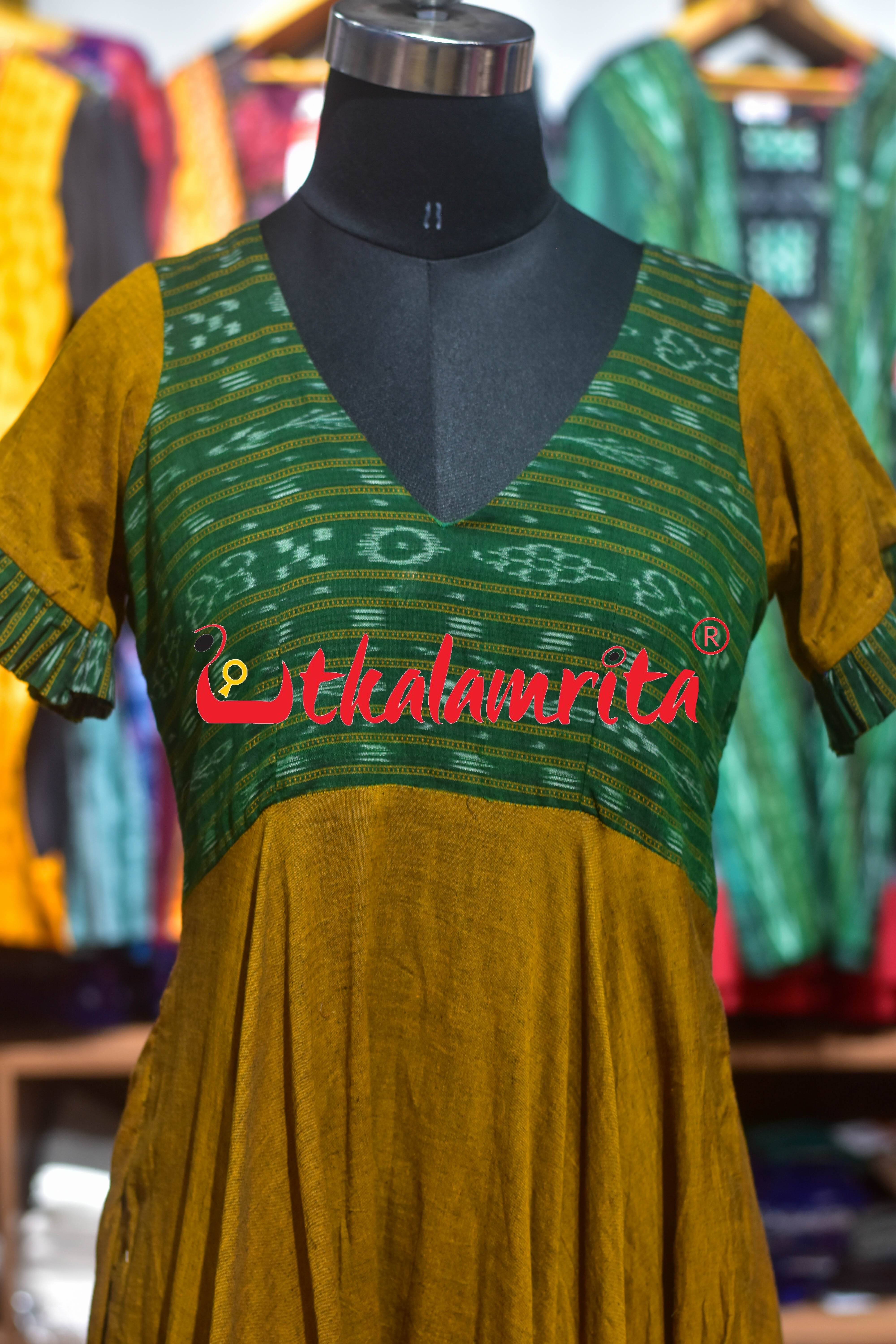 Golden & Green Ikat (Ladies Gown)