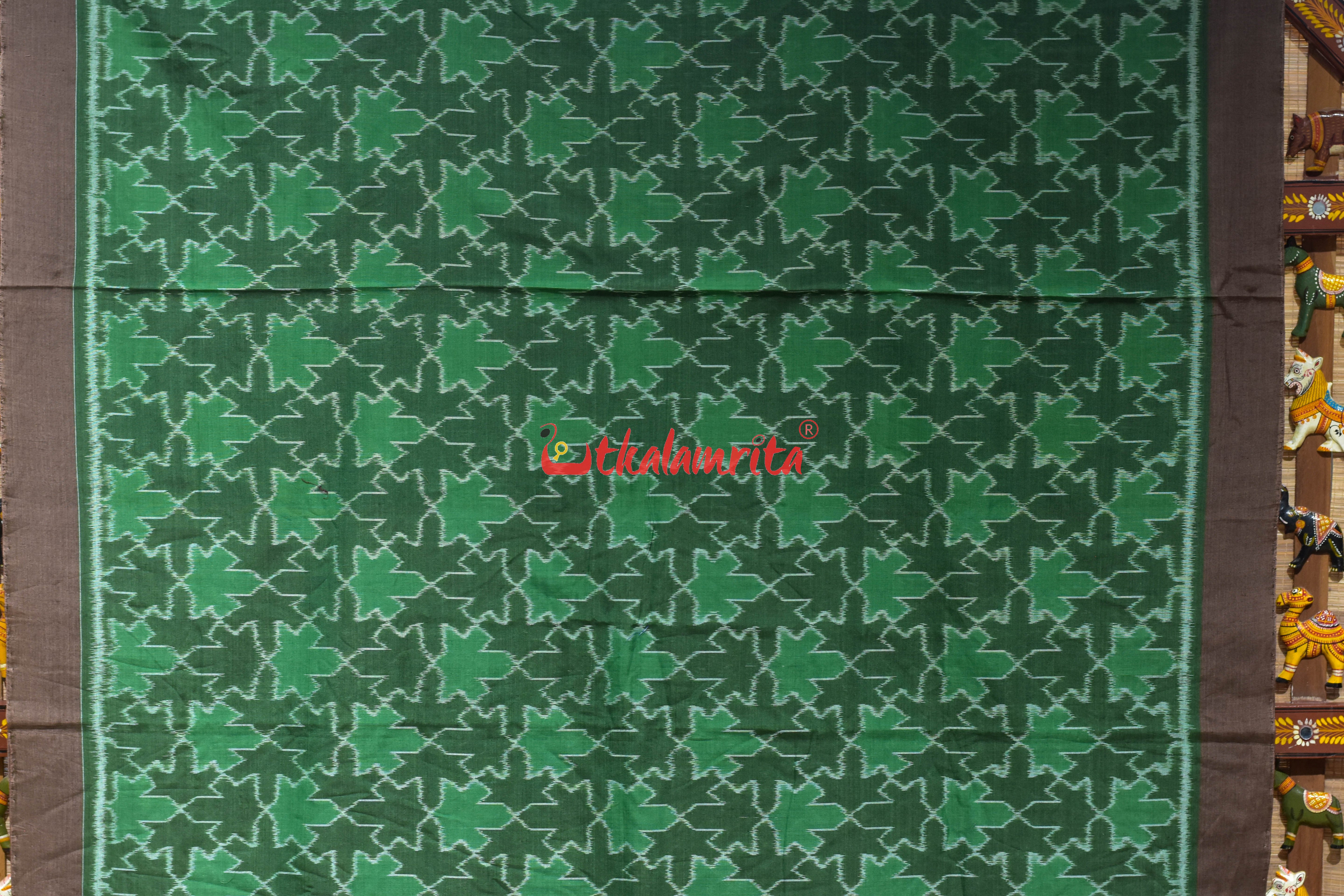 Kalara Patra Green Khandua Ikat Cotton Saree