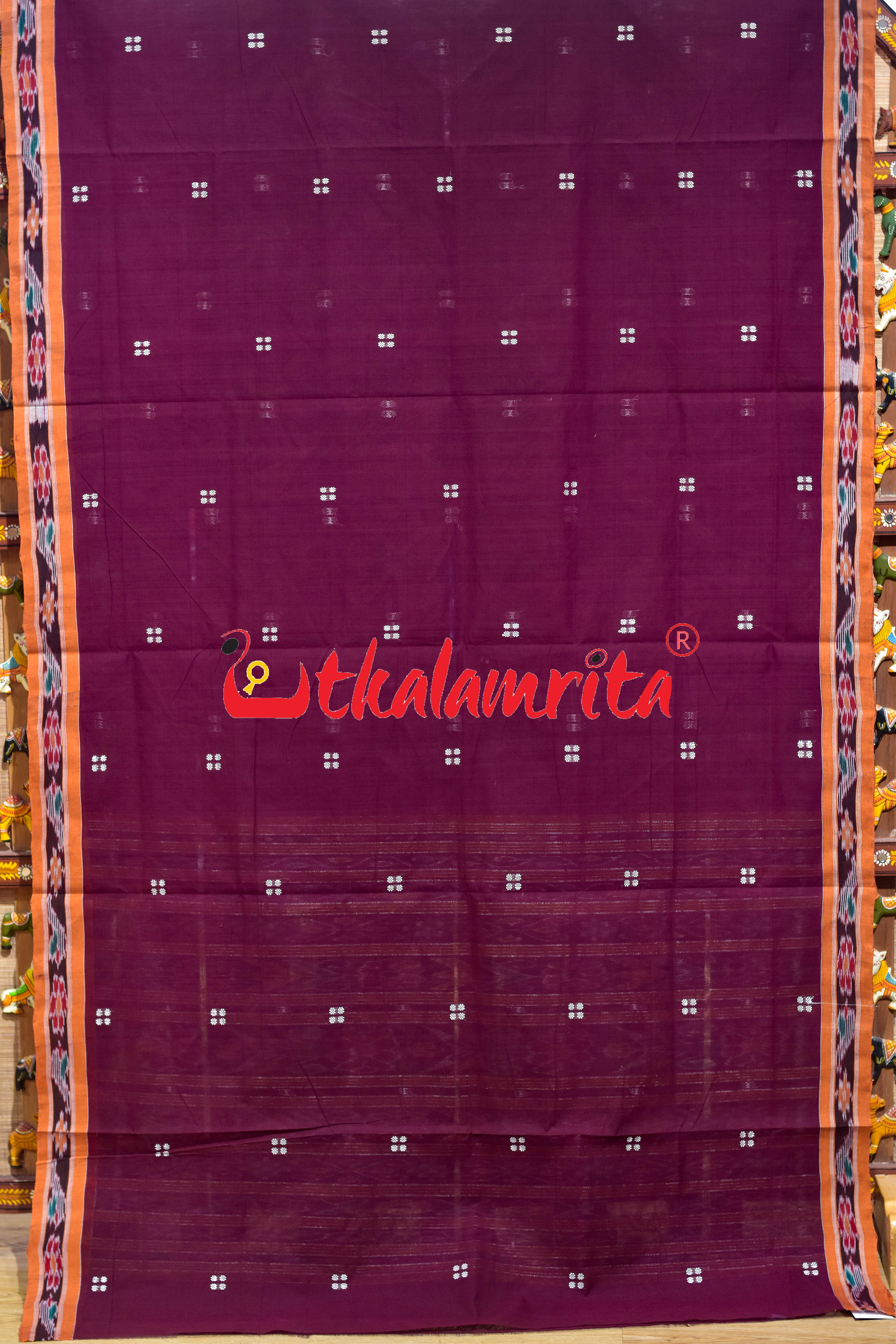 Coffee Orange Pittala Single Cotton Saree