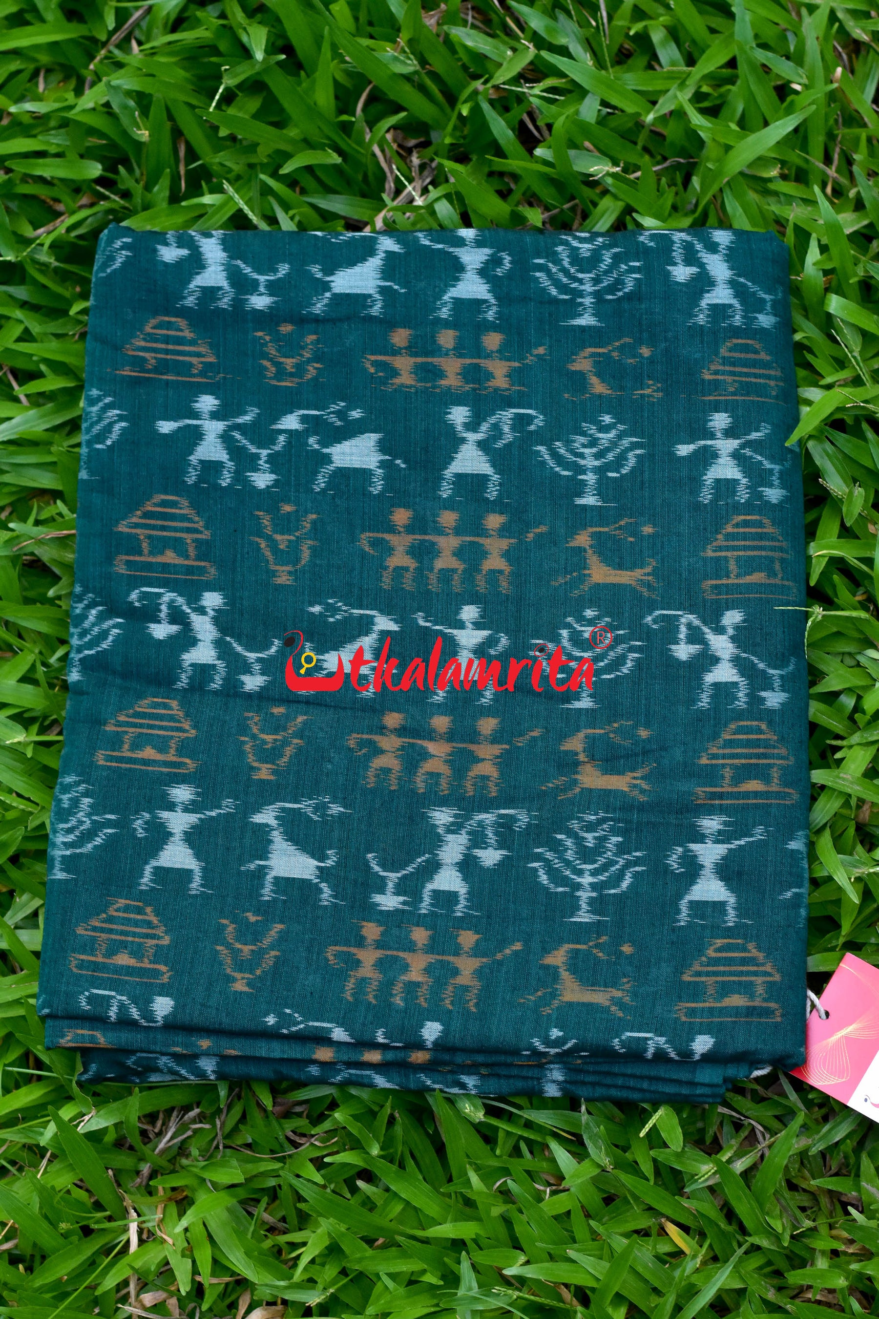 Tribals and Deer Green (Fabric)