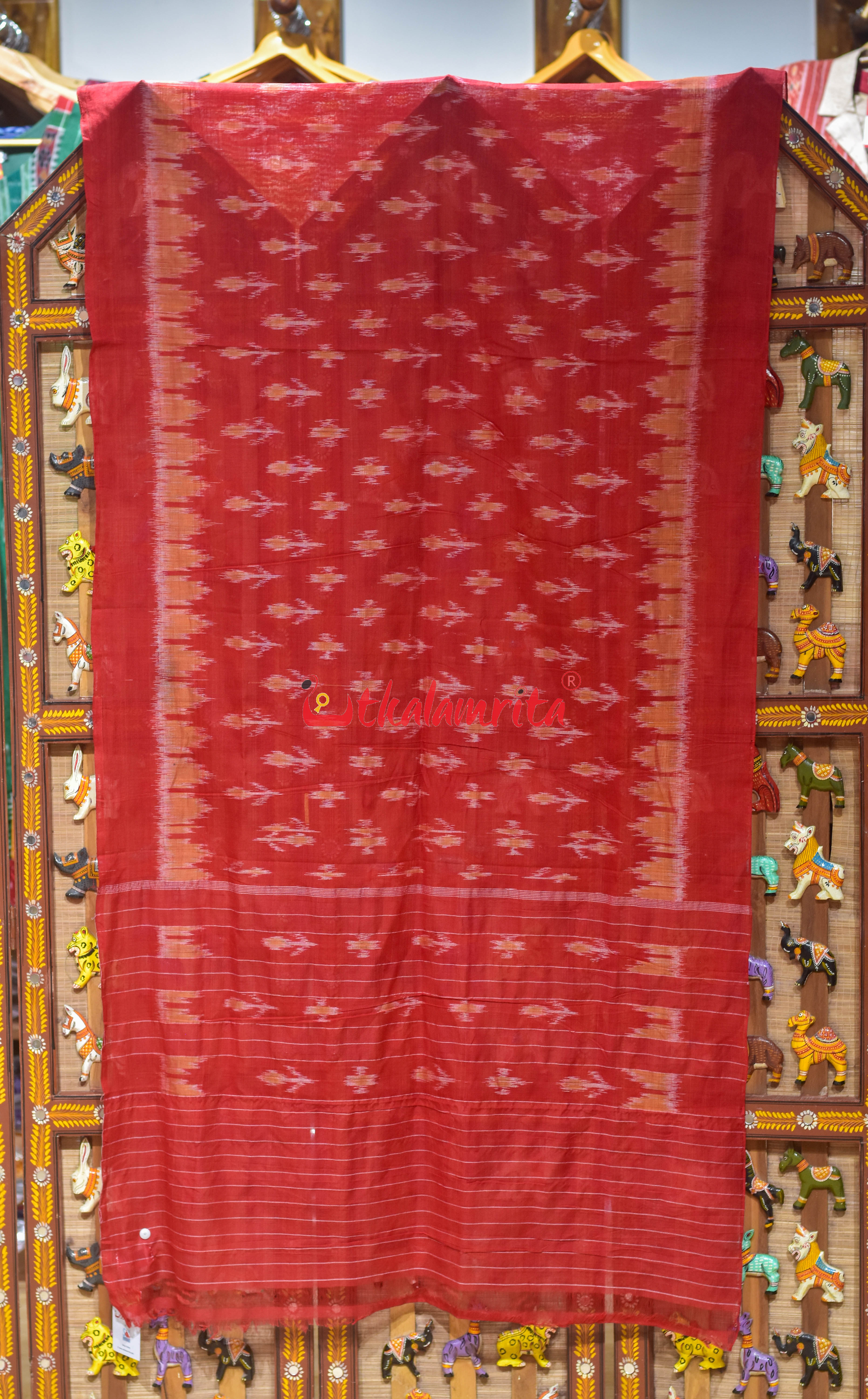 Red Marigold Body Bandha Khandua Cotton (Dupatta)
