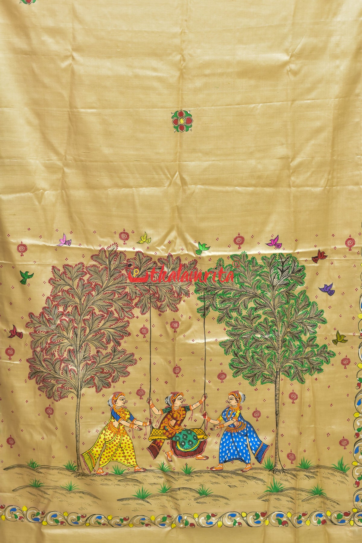 Raja Doli Theme Pattachitra Tussar Silk Saree