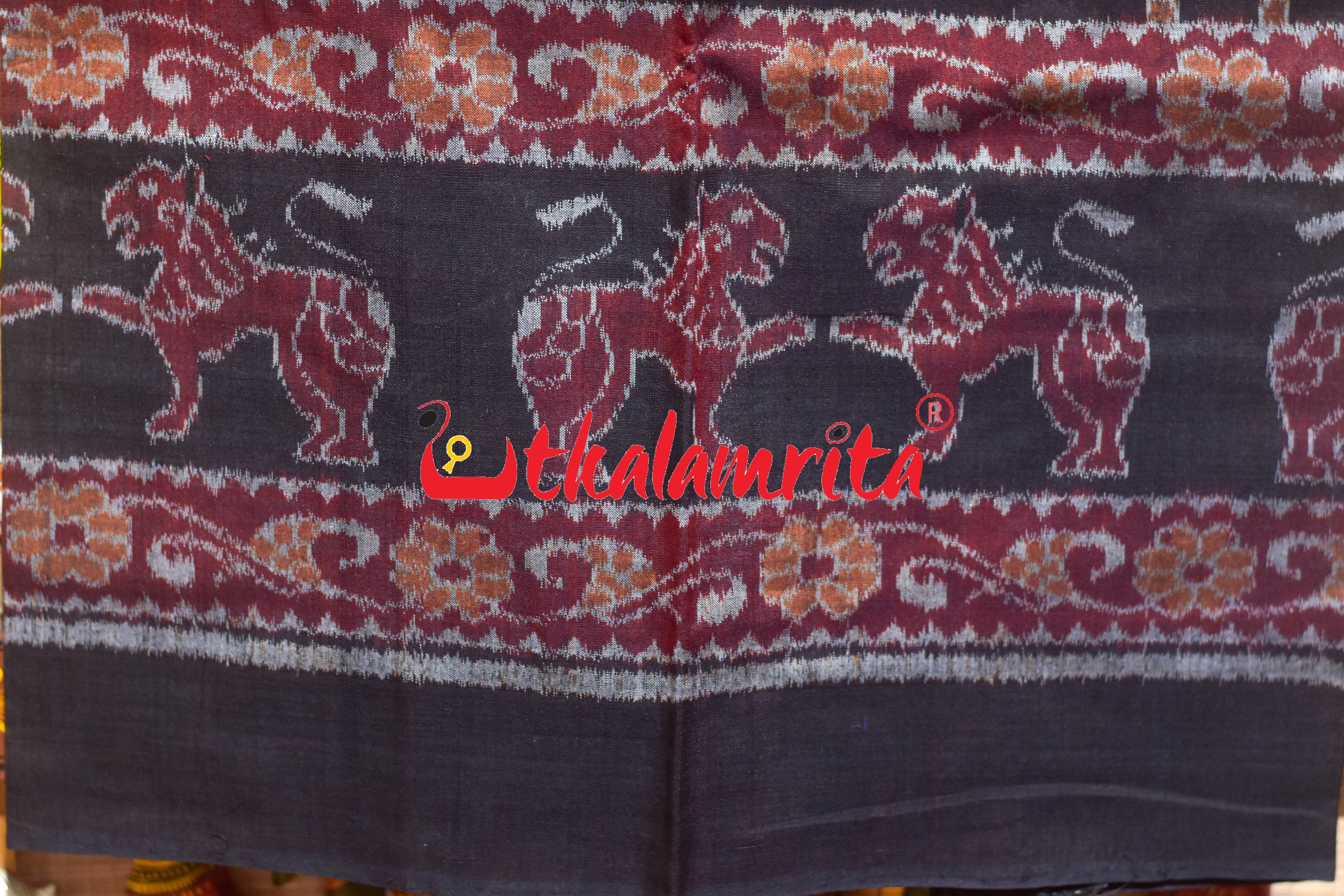 Black Red Hathi Singha Sambalpuri Cotton Dress Set