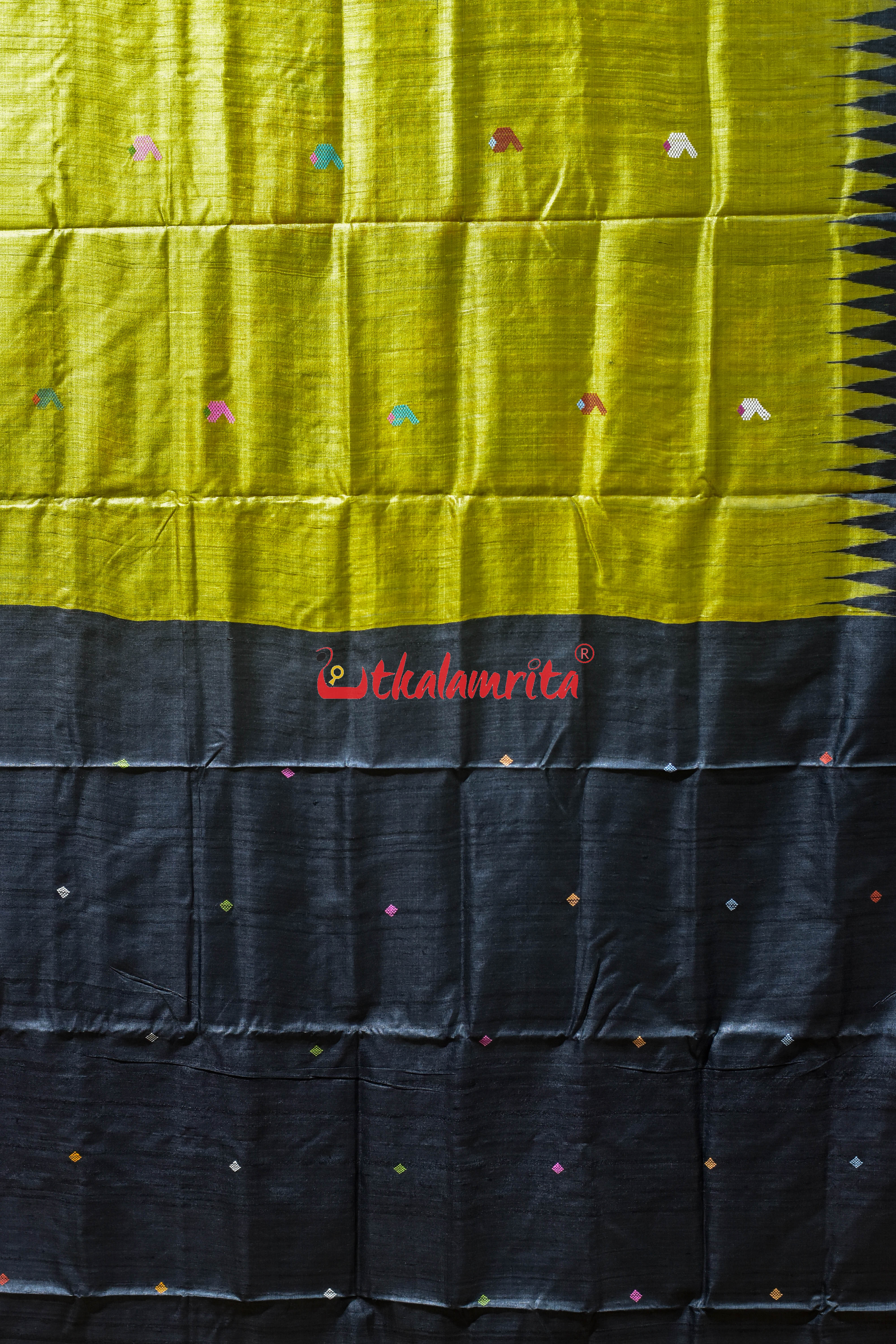 Lemon Yellow Ratha Jatra Gopalpur Tussar Silk Saree