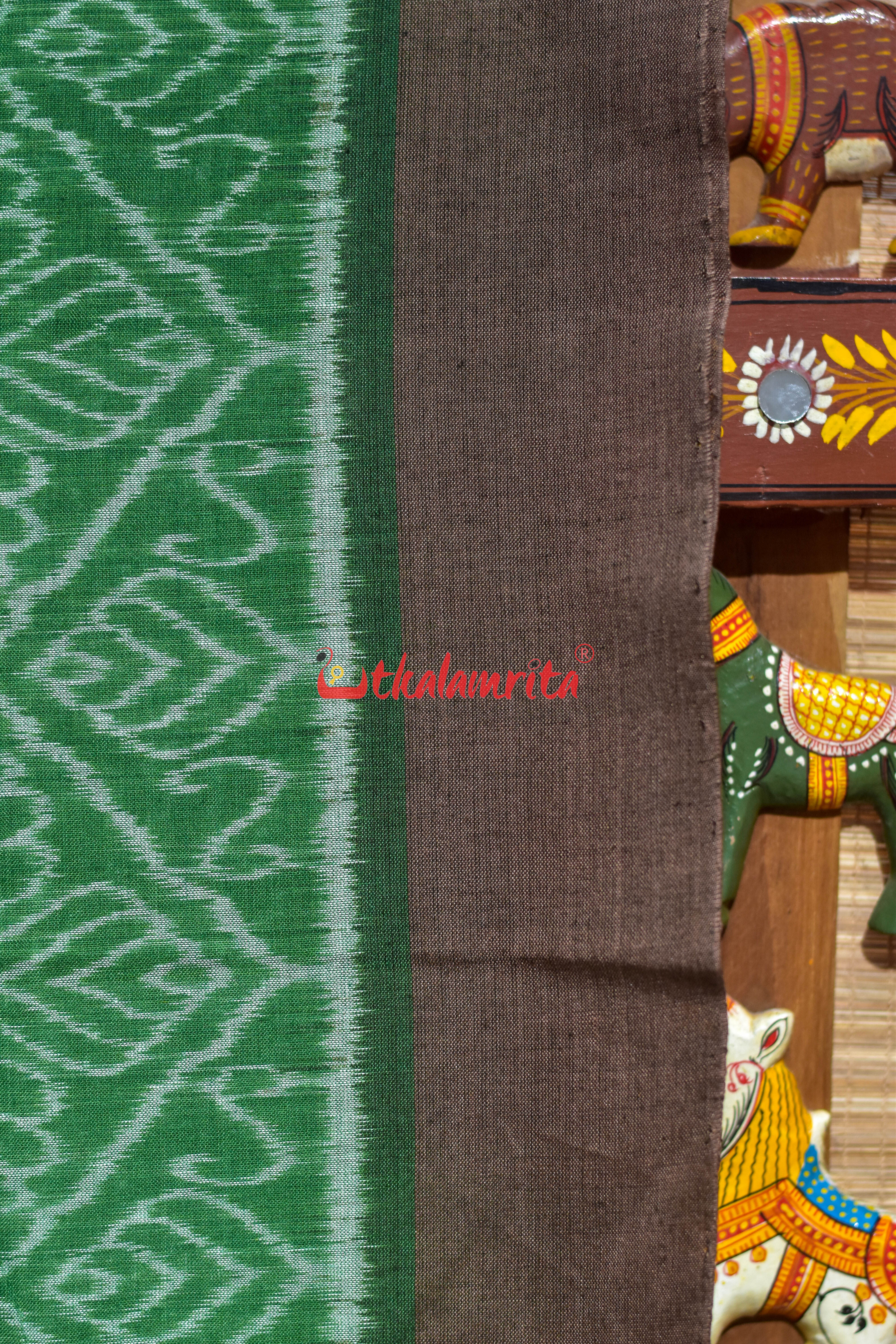 Green Sankha Khandua Ikat Cotton Saree