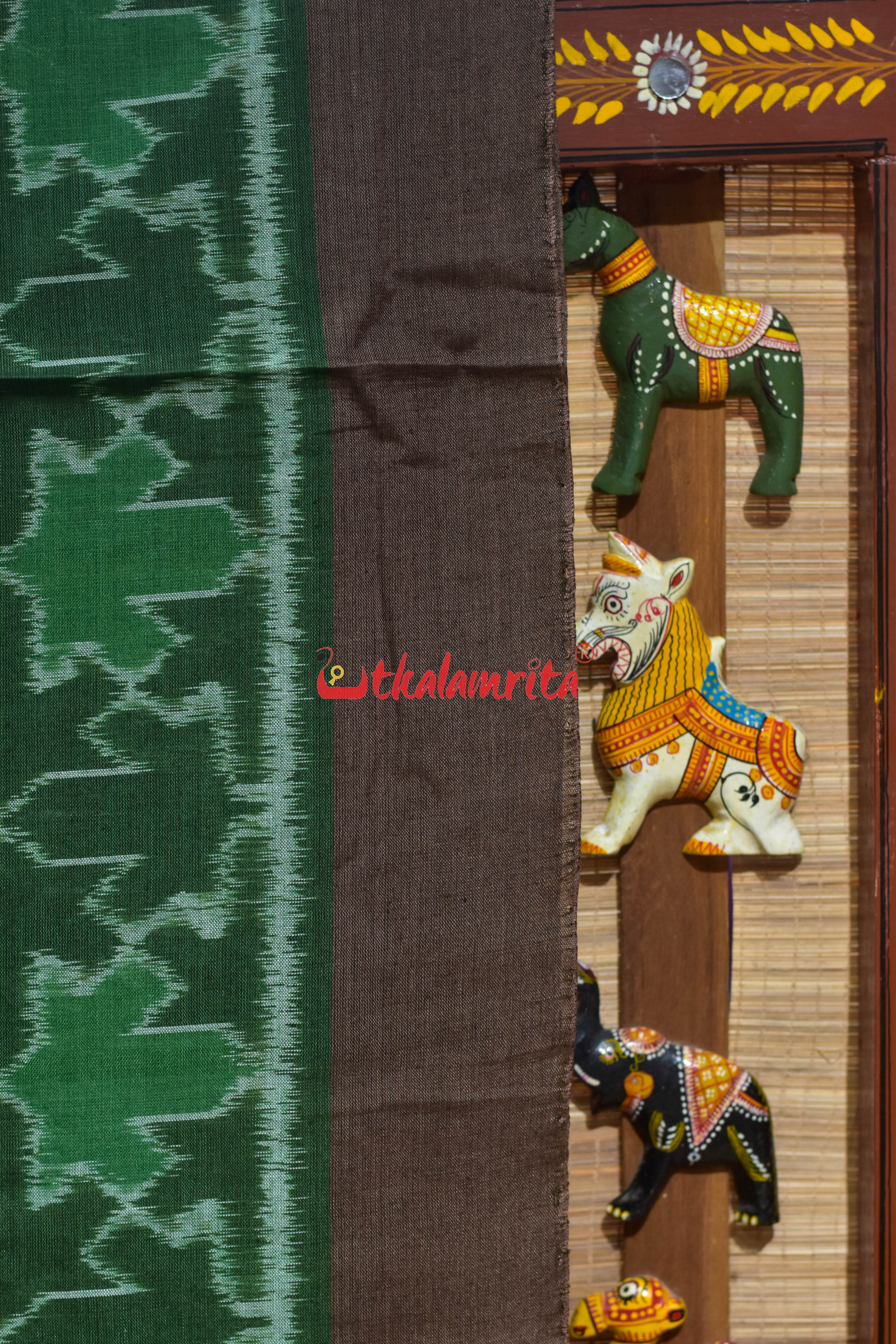 Kalara Patra Green Khandua Ikat Cotton Saree