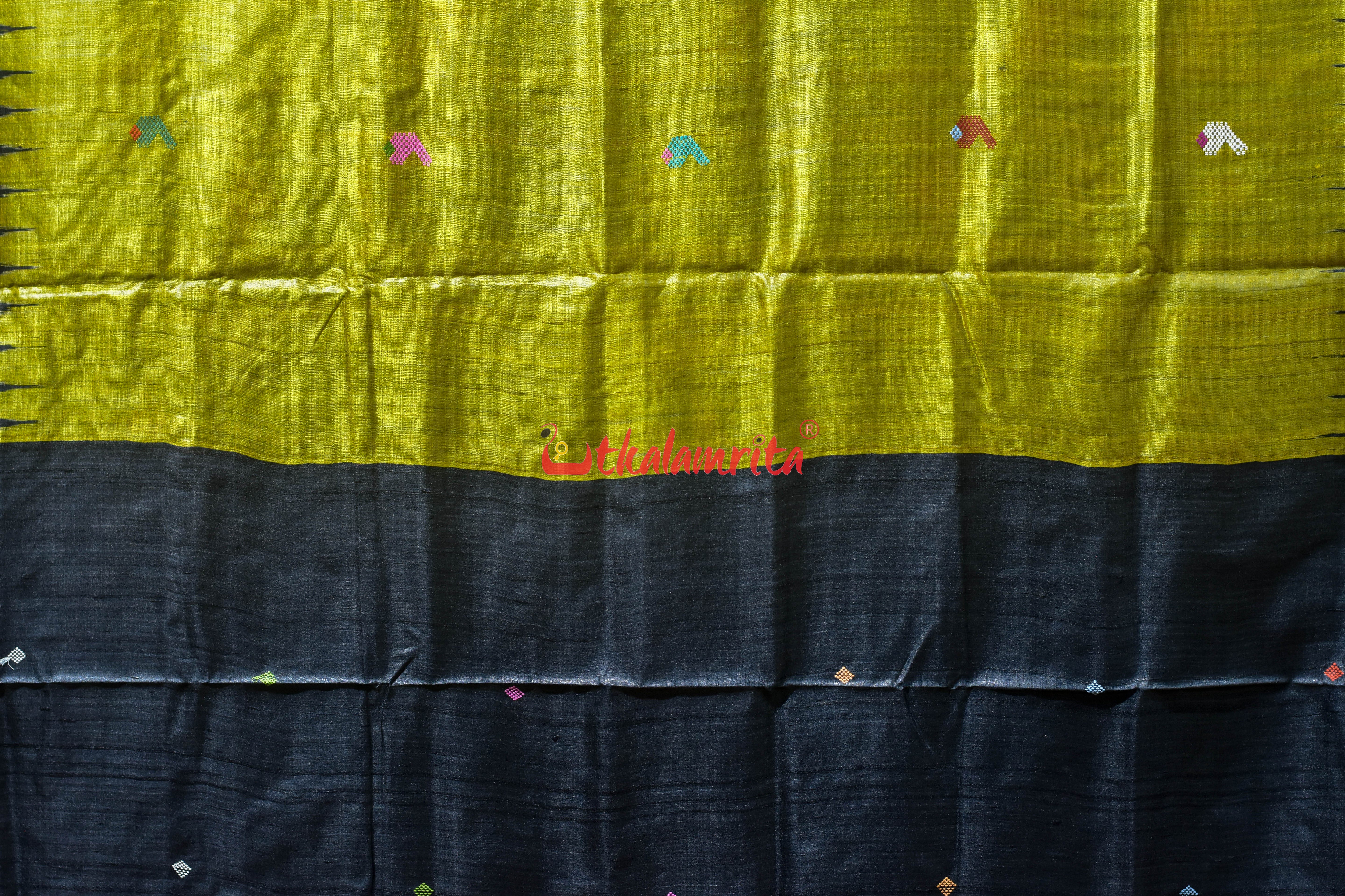 Lemon Yellow Ratha Jatra Gopalpur Tussar Silk Saree