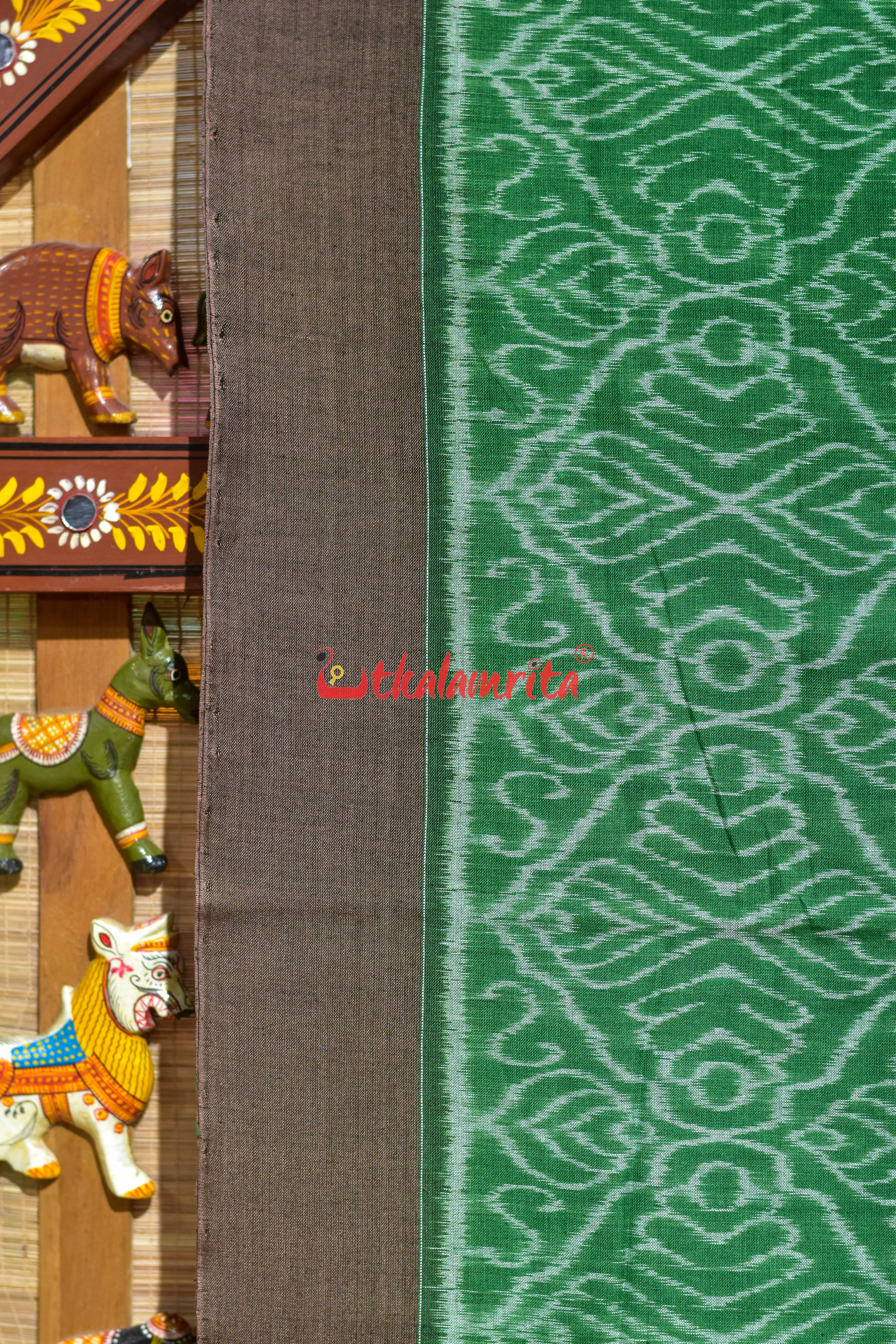 Green Sankha Khandua Ikat Cotton Saree