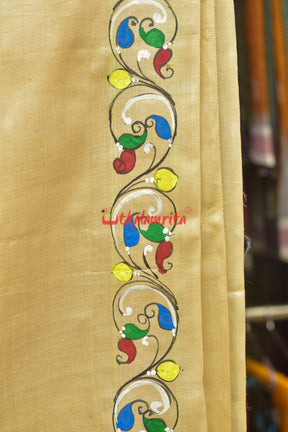 Raja Doli Theme Pattachitra Tussar Silk Saree