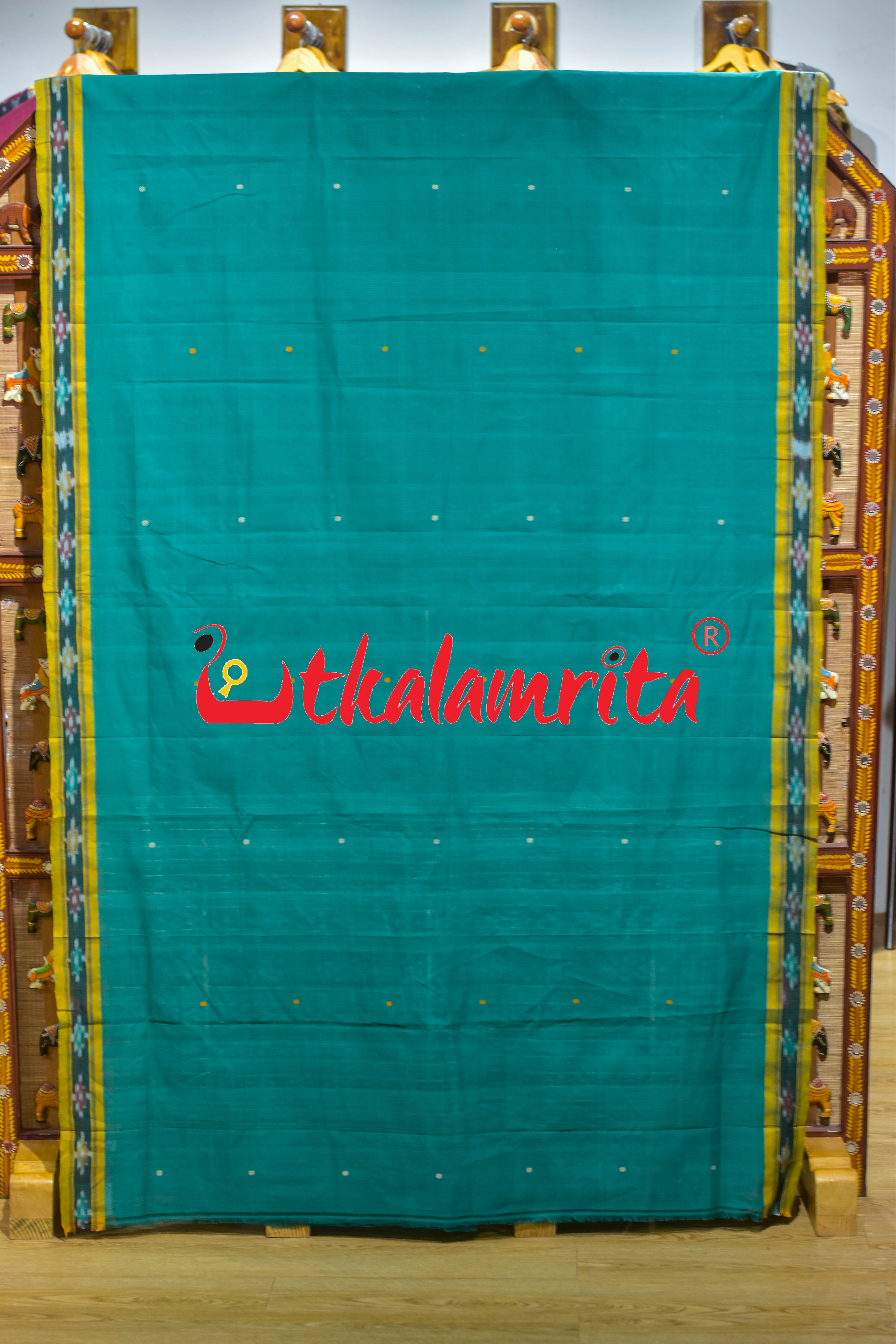 Green Single Buti Pittala Single Cotton Saree