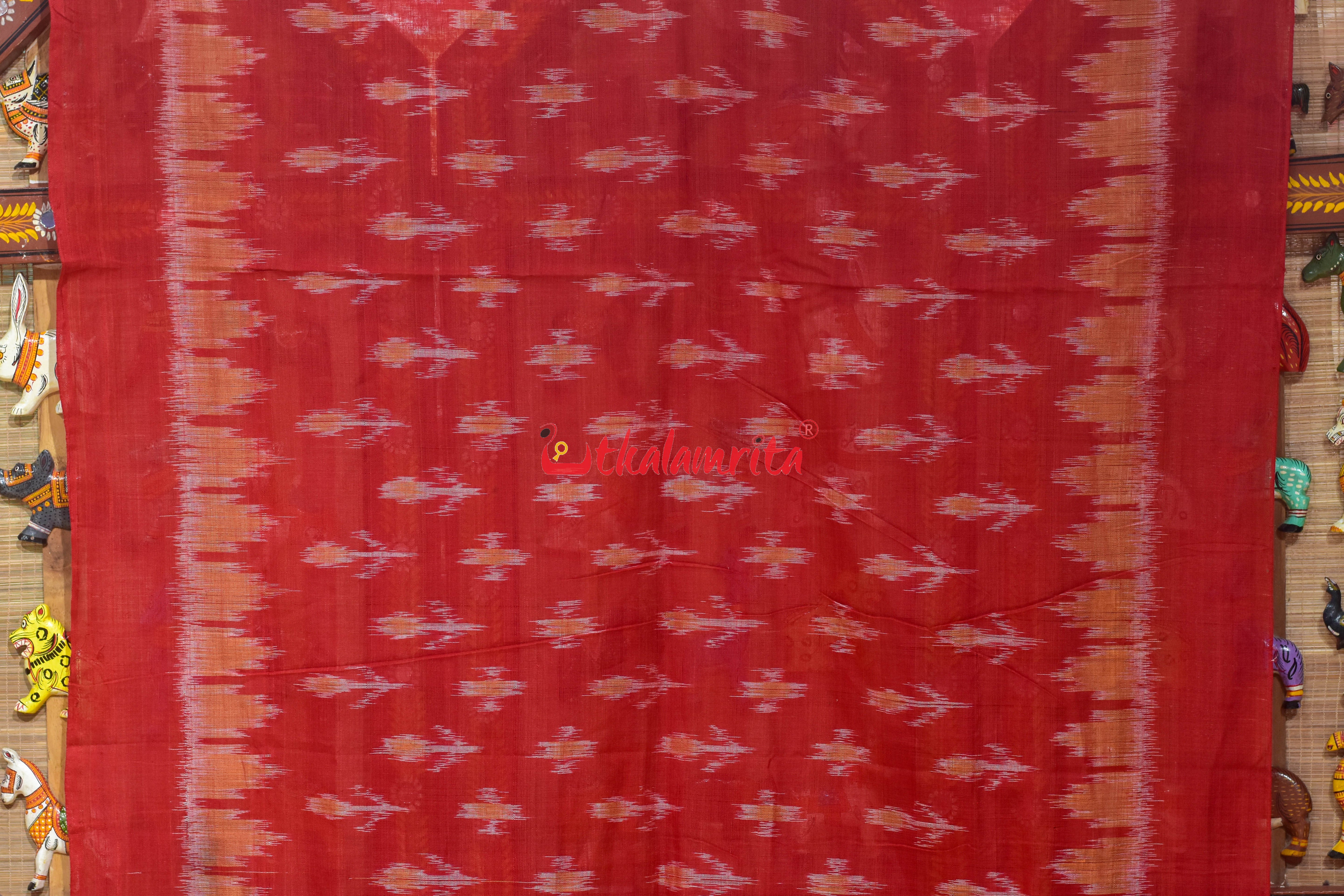 Red Marigold Body Bandha Khandua Cotton (Dupatta)