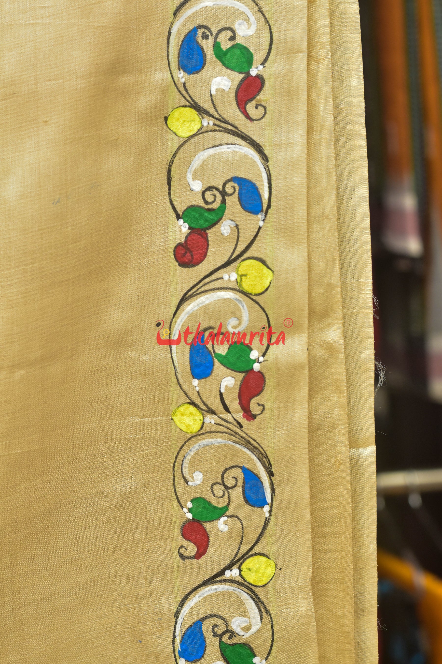 Sakuntala and Deer Pattachitra Tussar Silk Saree