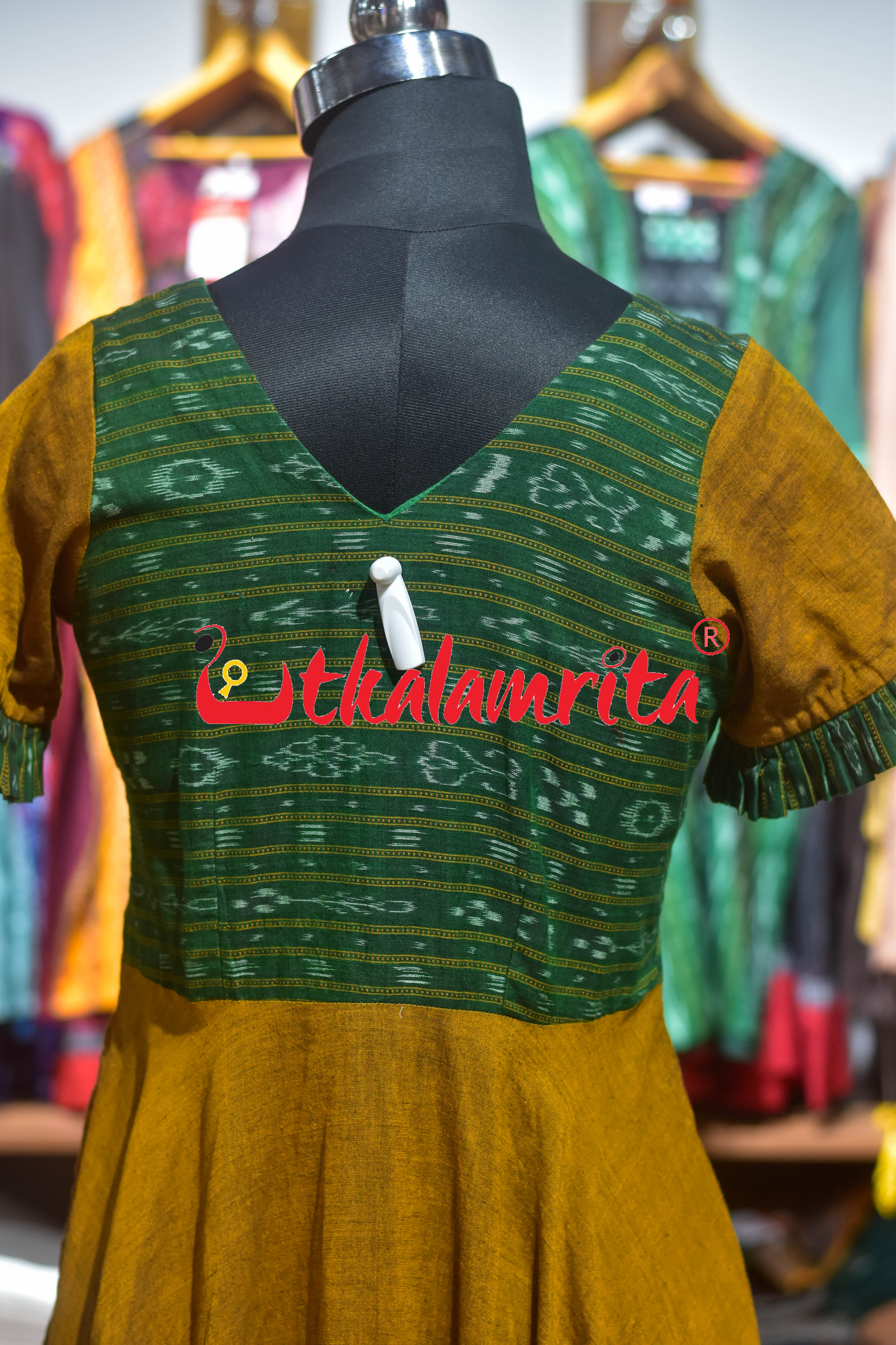 Golden & Green Ikat (Ladies Gown)