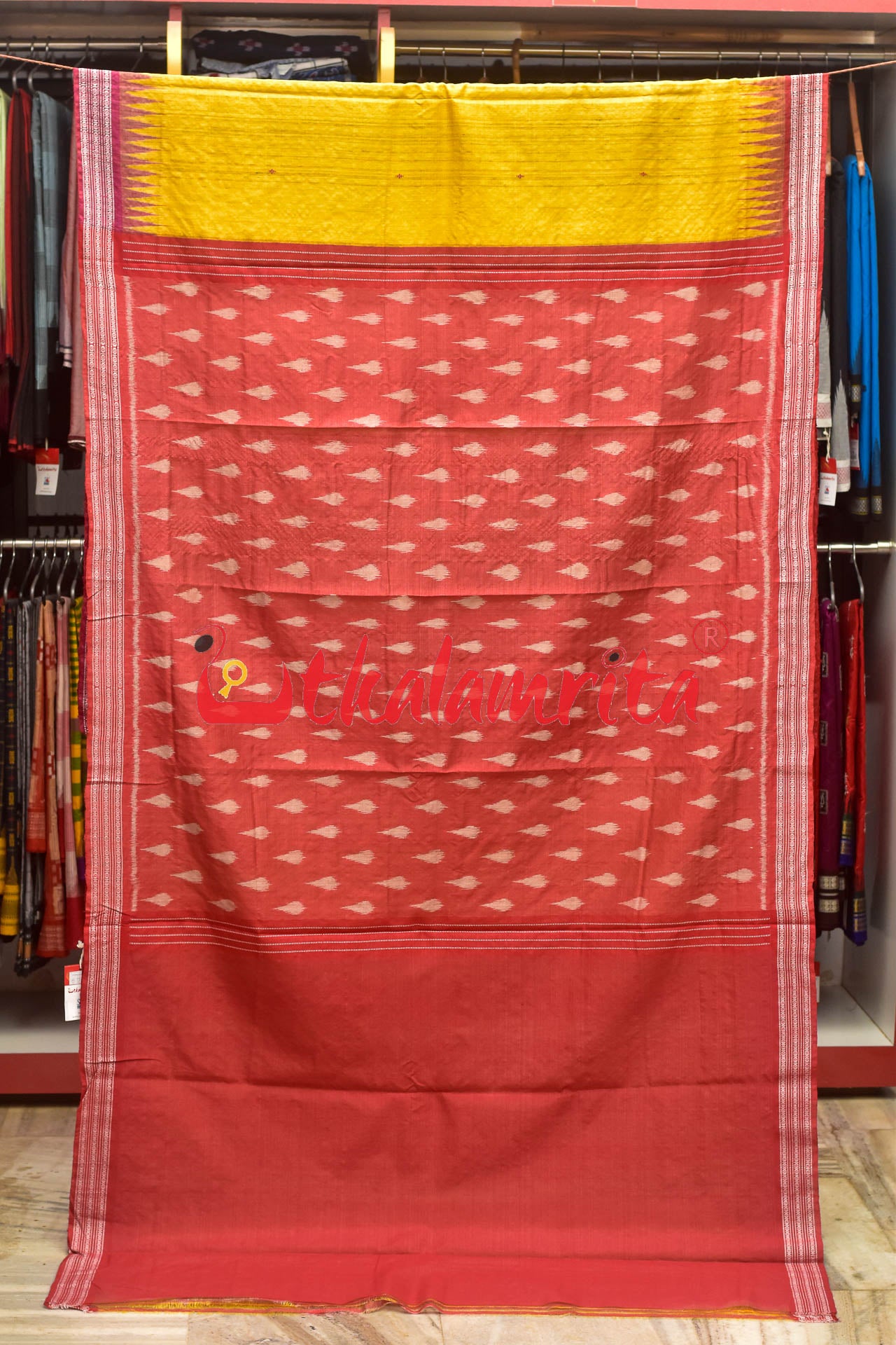 Yellow Ganga Jamuna Red Rani Gopalpur Tussar Silk Saree