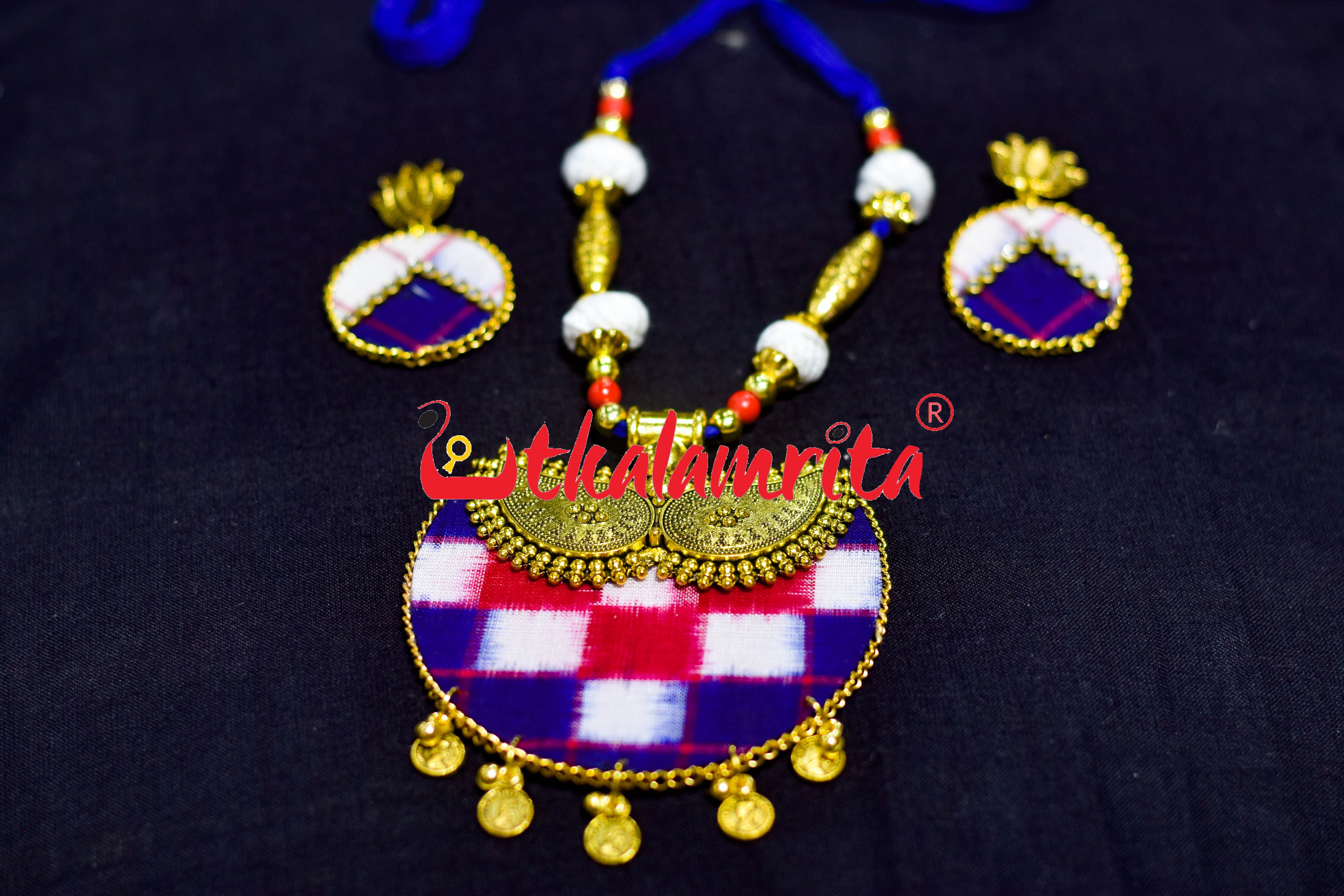 Round Big Pasapali Ikat Golden Necklace Set
