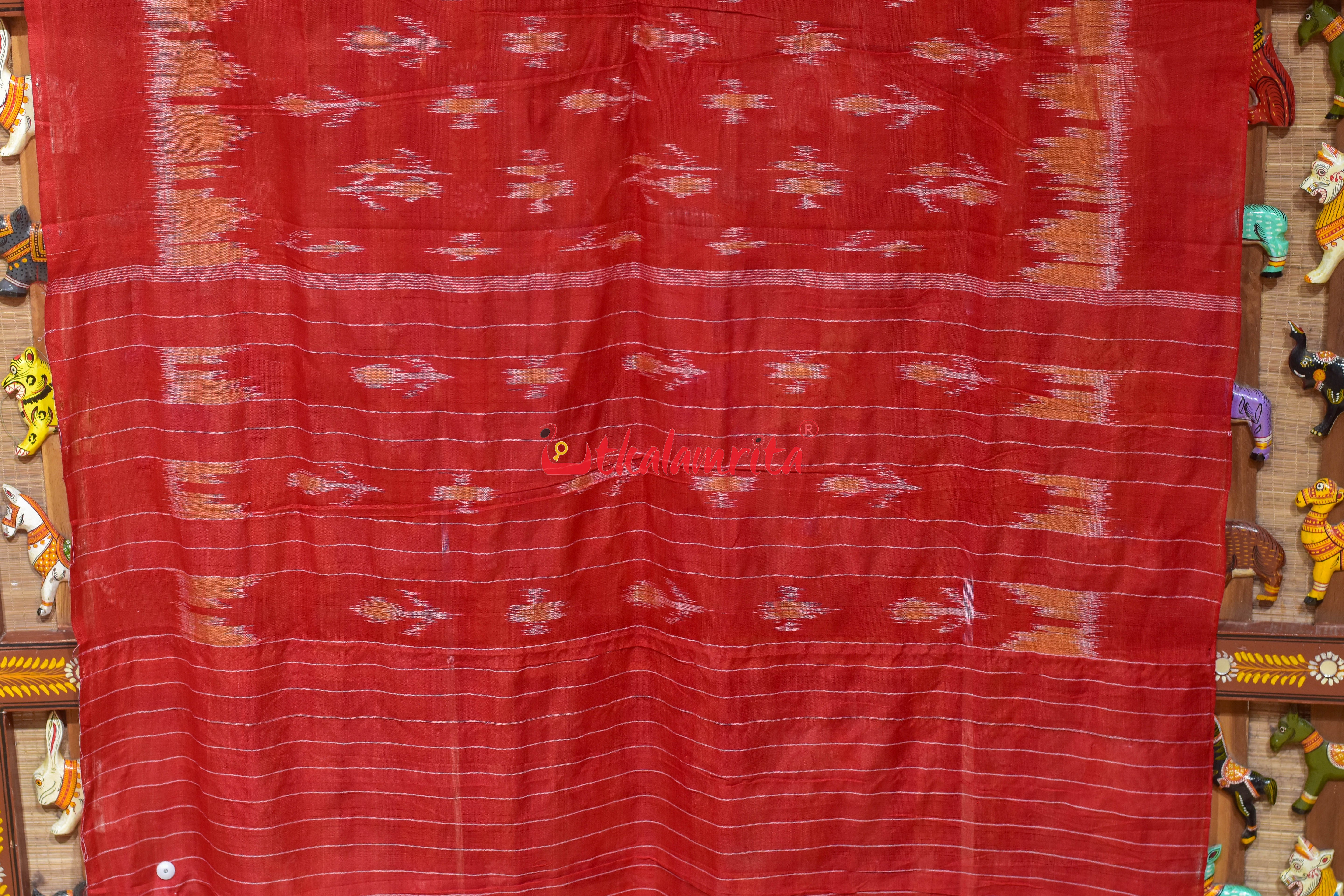 Red Marigold Body Bandha Khandua Cotton (Dupatta)