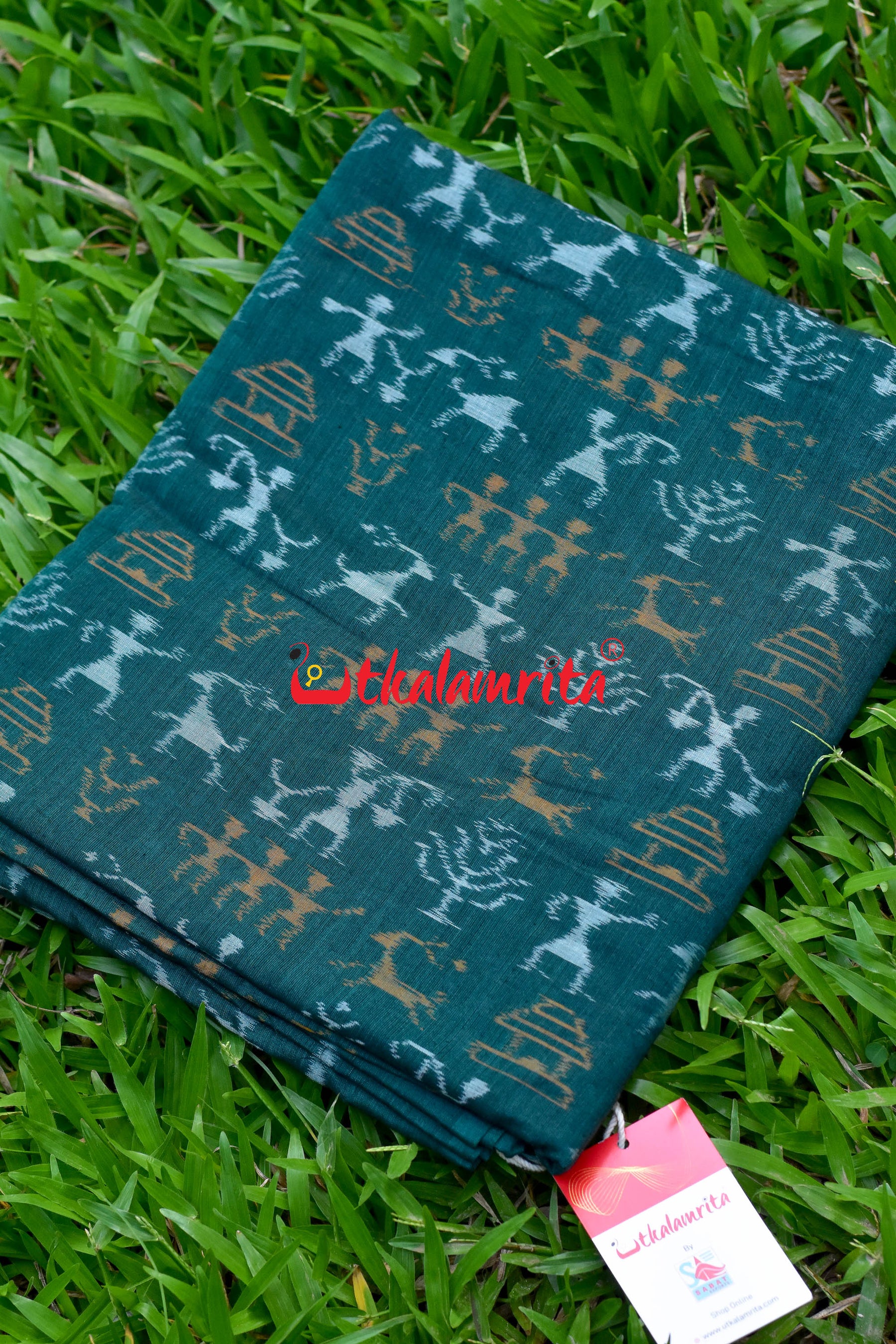 Tribals and Deer Green (Fabric)