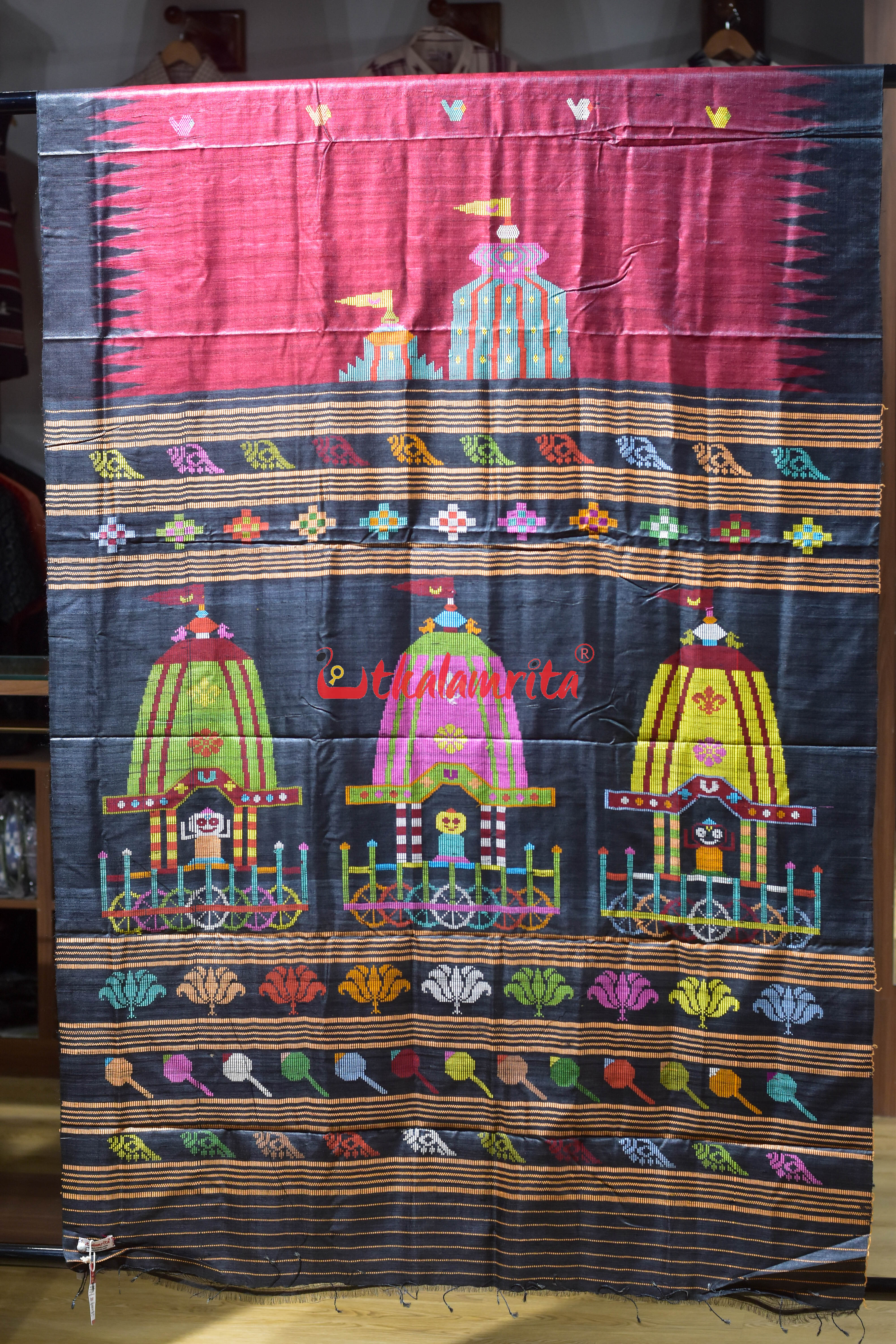 Red Ratha Jatra Gopalpur Tussar Silk Saree