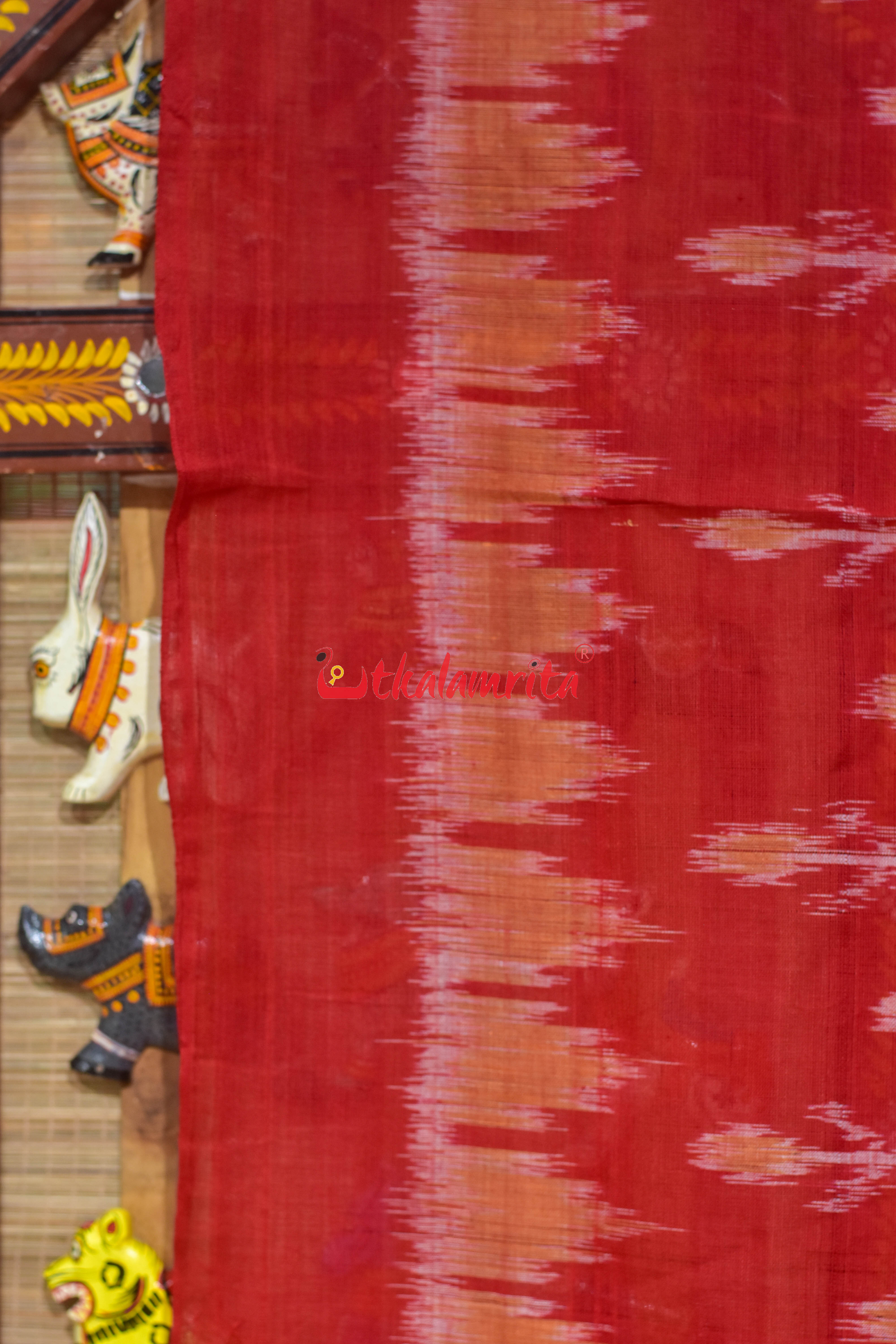 Red Marigold Body Bandha Khandua Cotton (Dupatta)