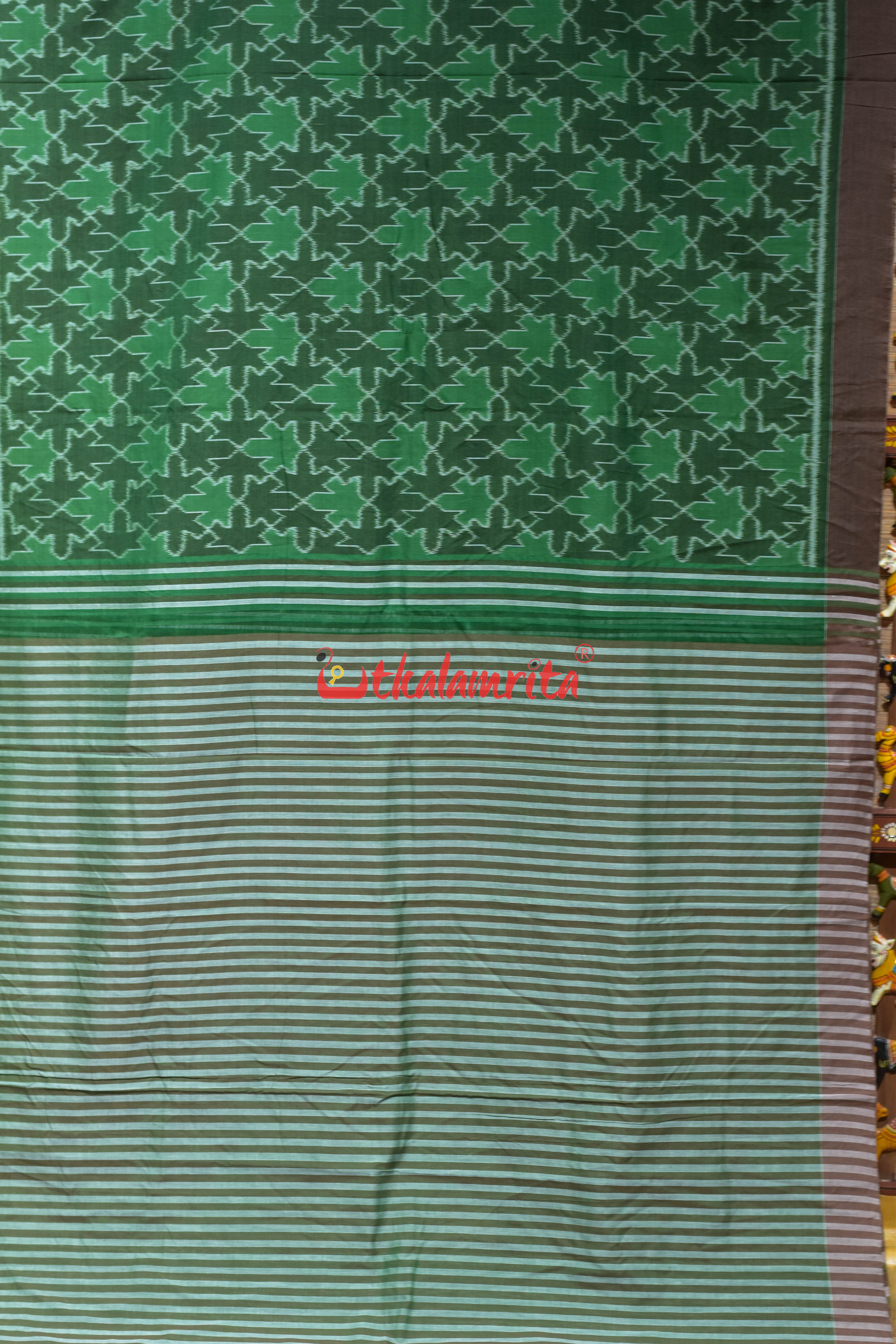 Kalara Patra Green Khandua Ikat Cotton Saree