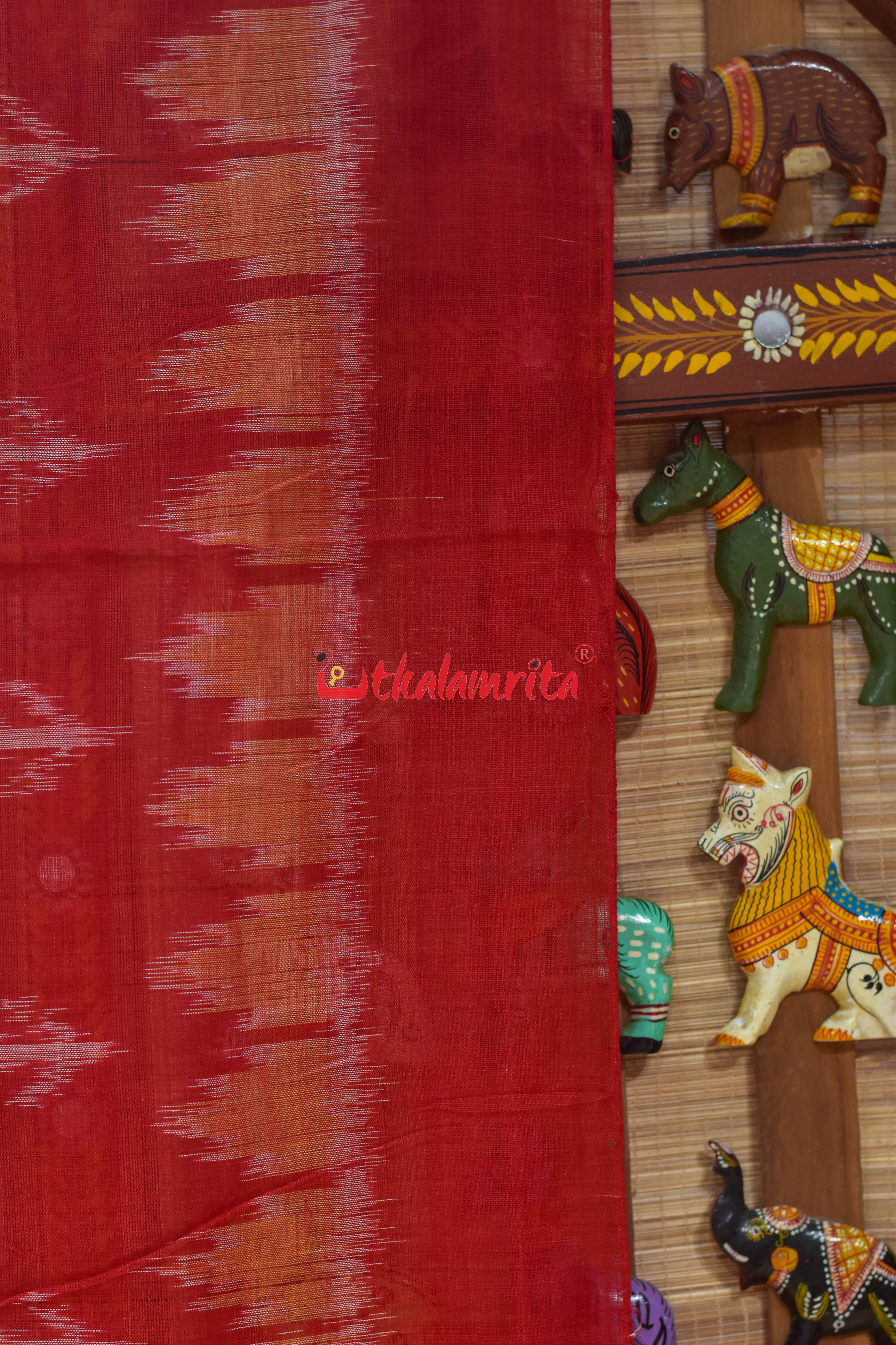 Red Marigold Body Bandha Khandua Cotton (Dupatta)