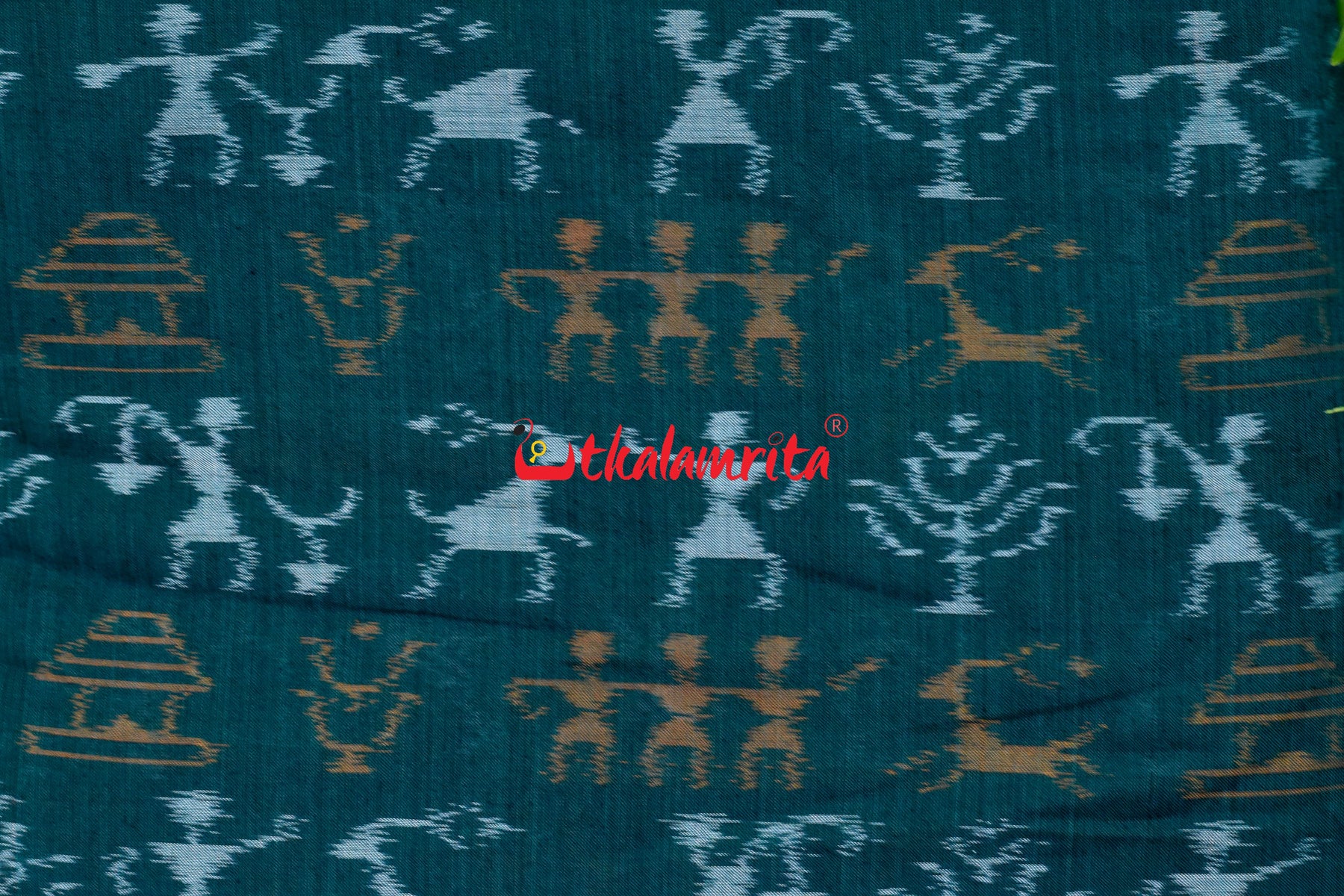Tribals and Deer Green (Fabric)