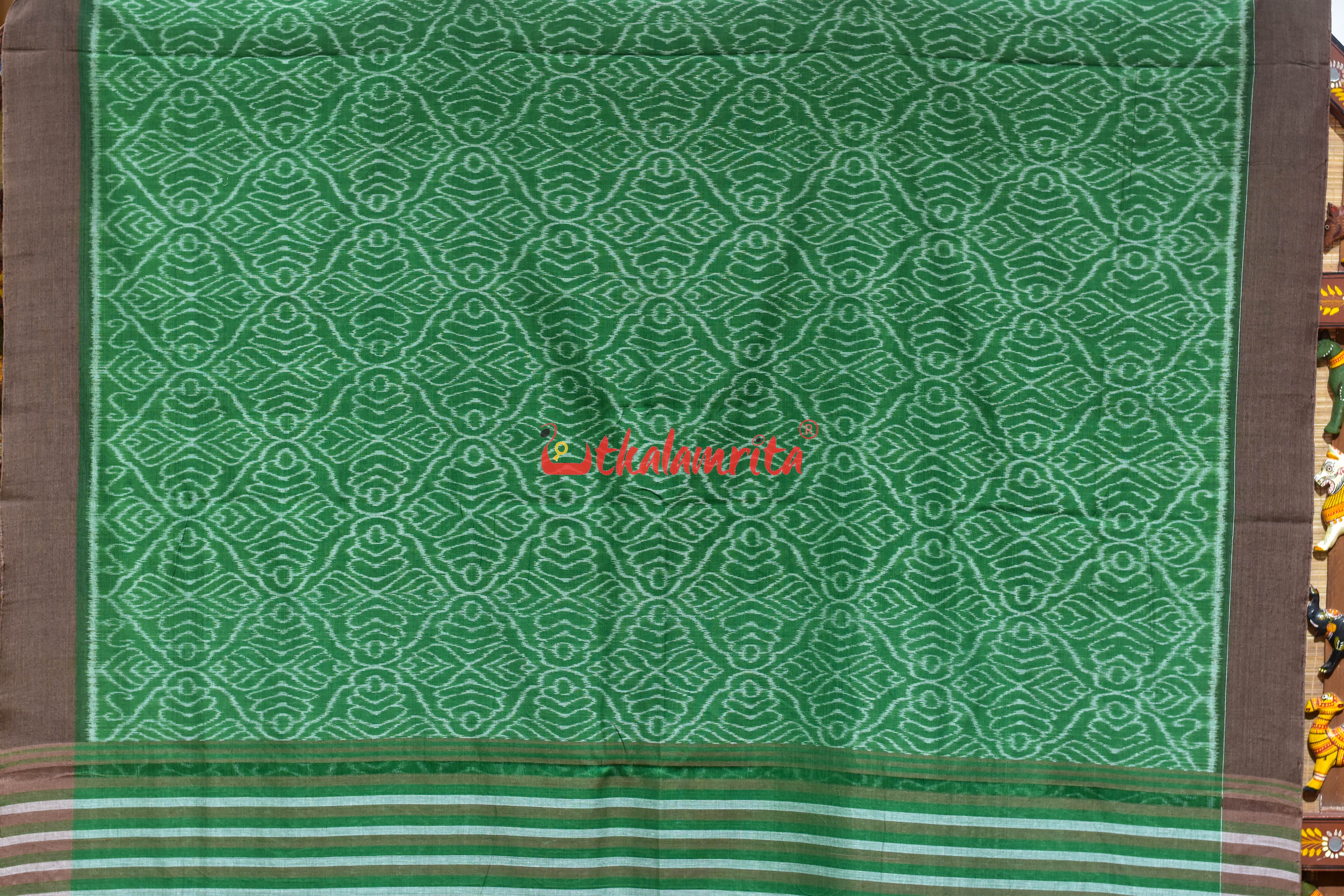 Green Sankha Khandua Ikat Cotton Saree