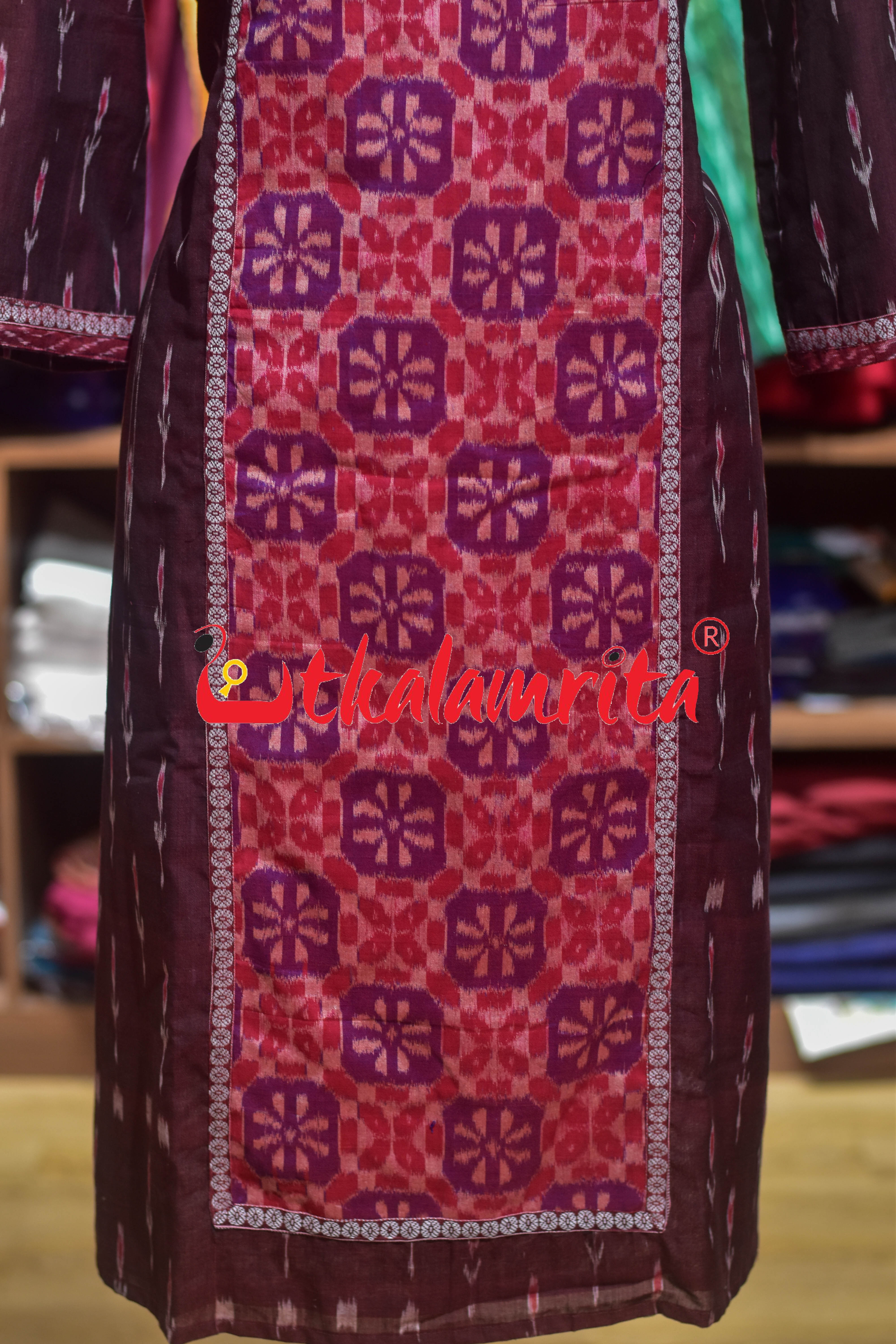 3D Flower Maroon Labanga Bandha (Ladies' Kurti)