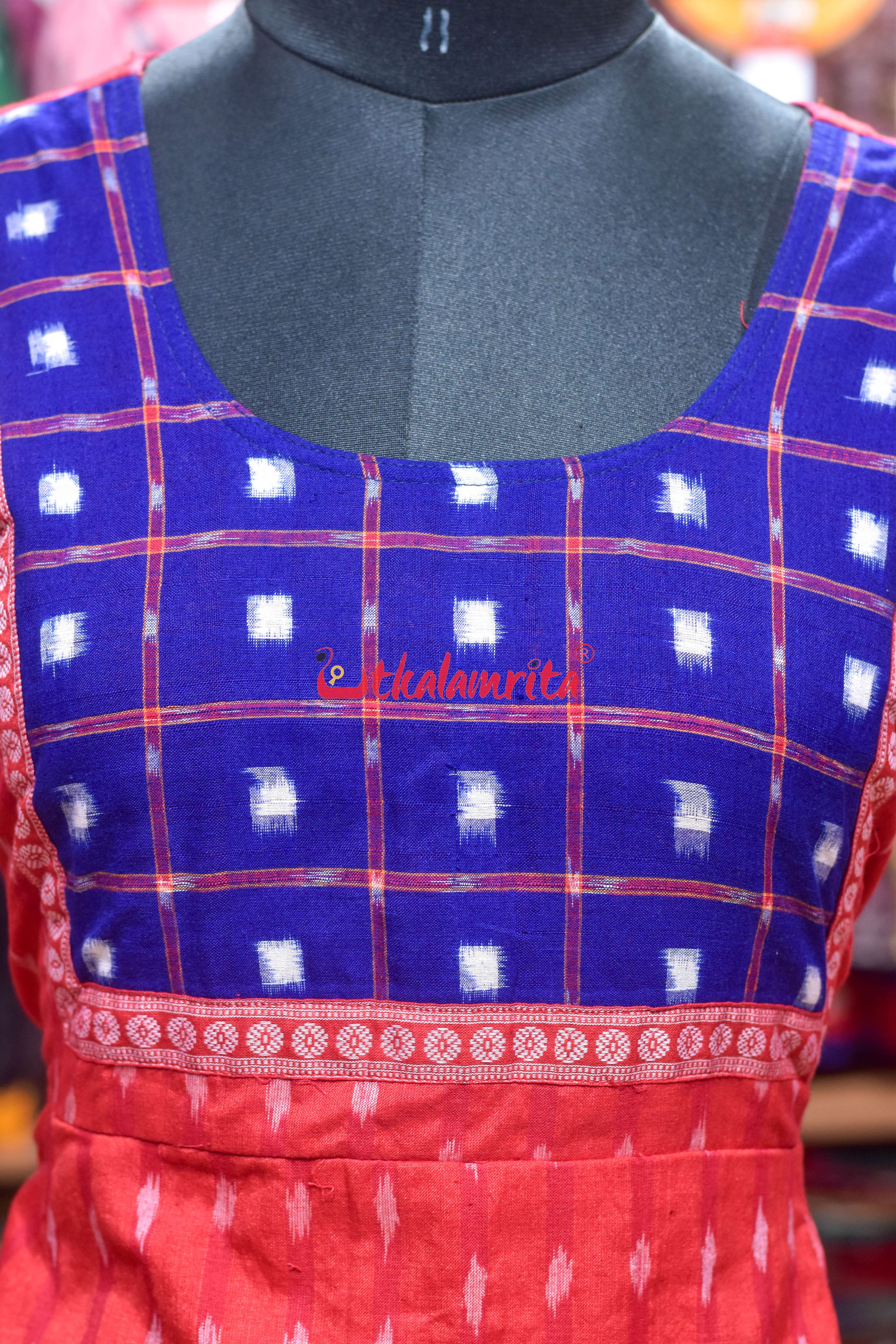 Blue-Red Sambalpuri Harmony Anarkali