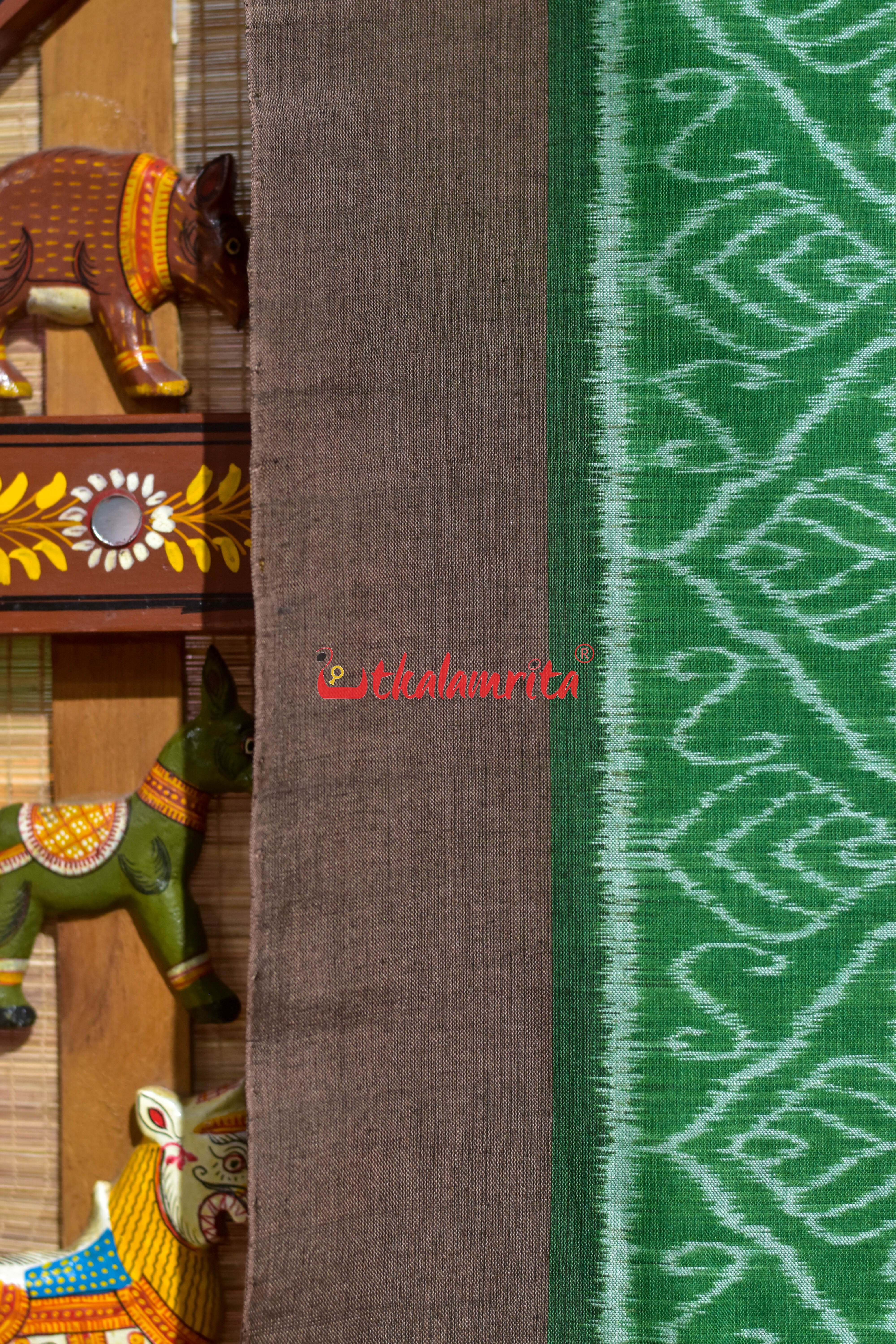 Green Sankha Khandua Ikat Cotton Saree
