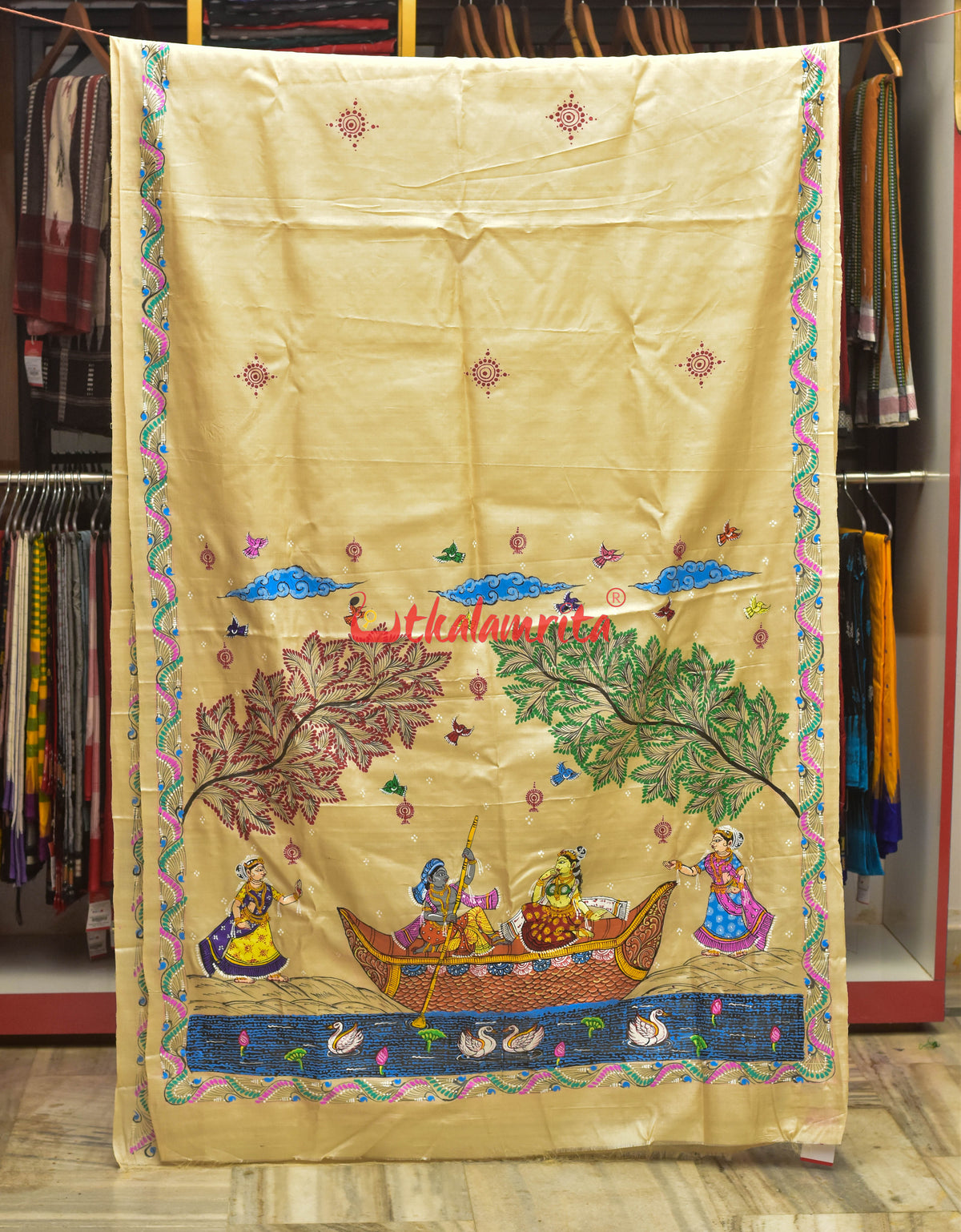 Nauka Paar Pattachitra Tussar Silk Saree